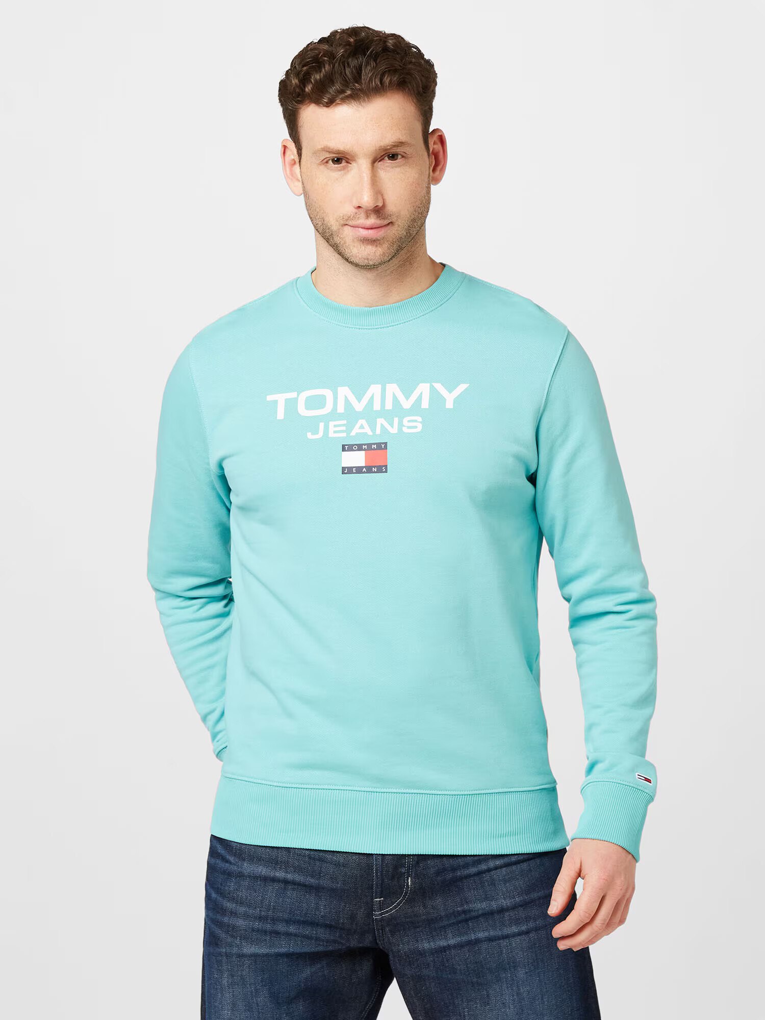 Tommy Jeans Bluză de molton albastru noapte / albastru aqua / roșu deschis / alb - Pled.ro