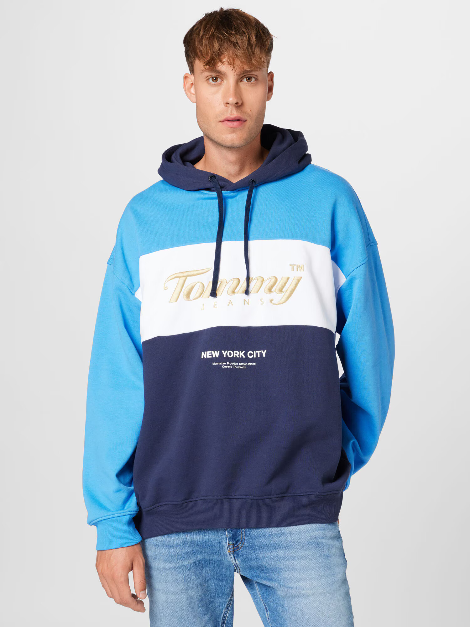 Tommy Jeans Bluză de molton albastru regal / albastru închis / auriu / alb - Pled.ro