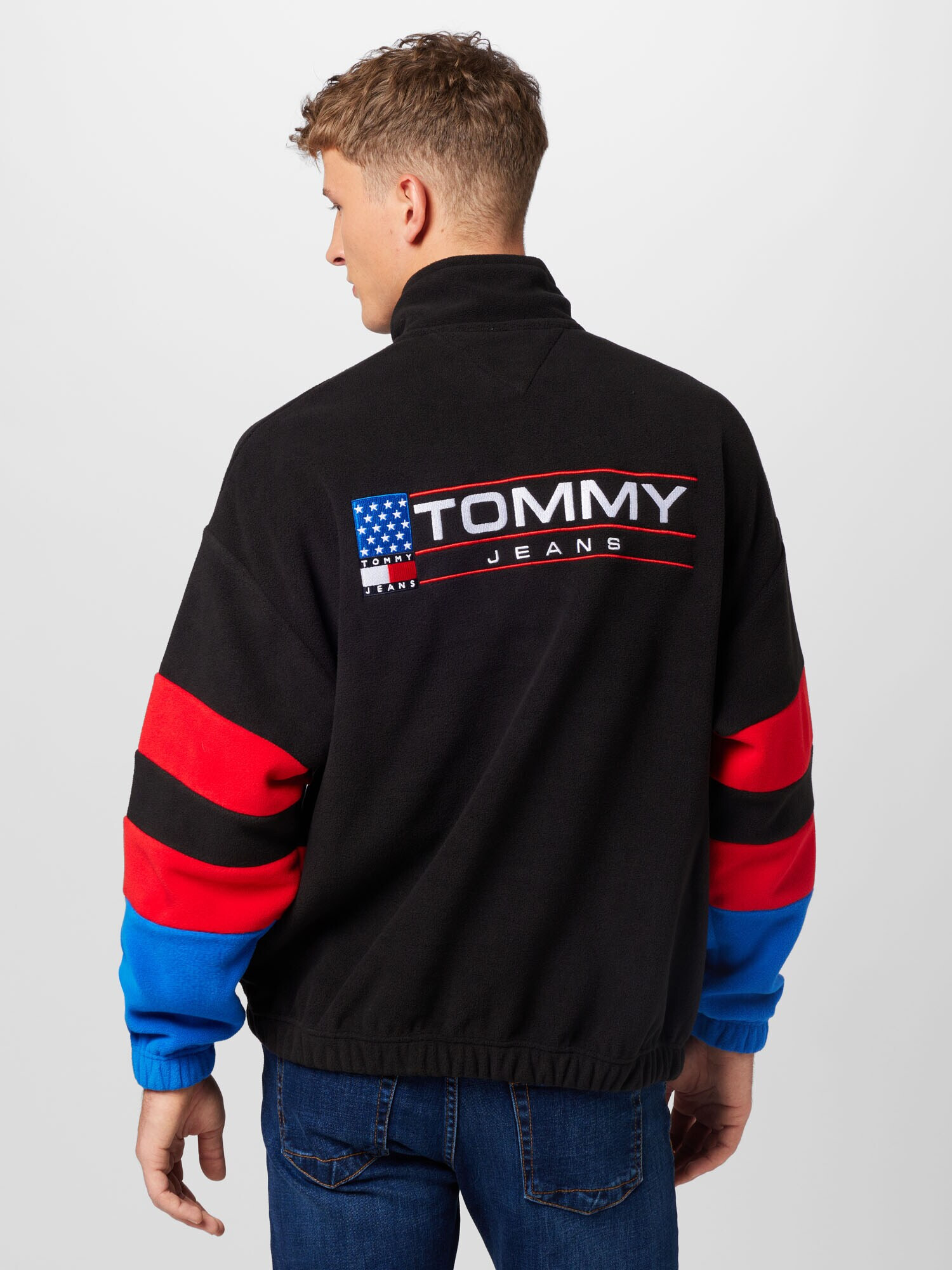 Tommy Jeans Bluză de molton albastru / roșu / negru - Pled.ro