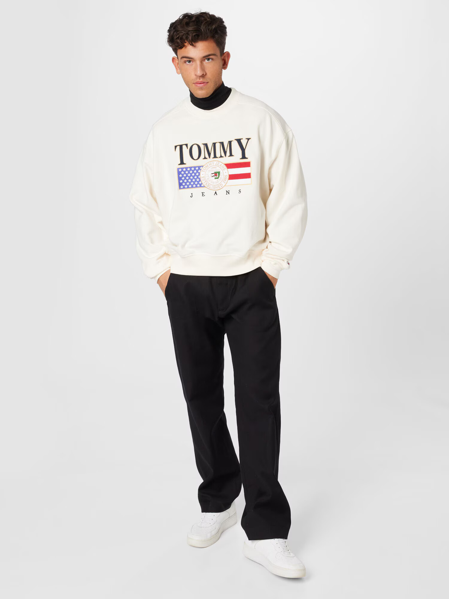 Tommy Jeans Bluză de molton albastru / roșu / negru / alb - Pled.ro