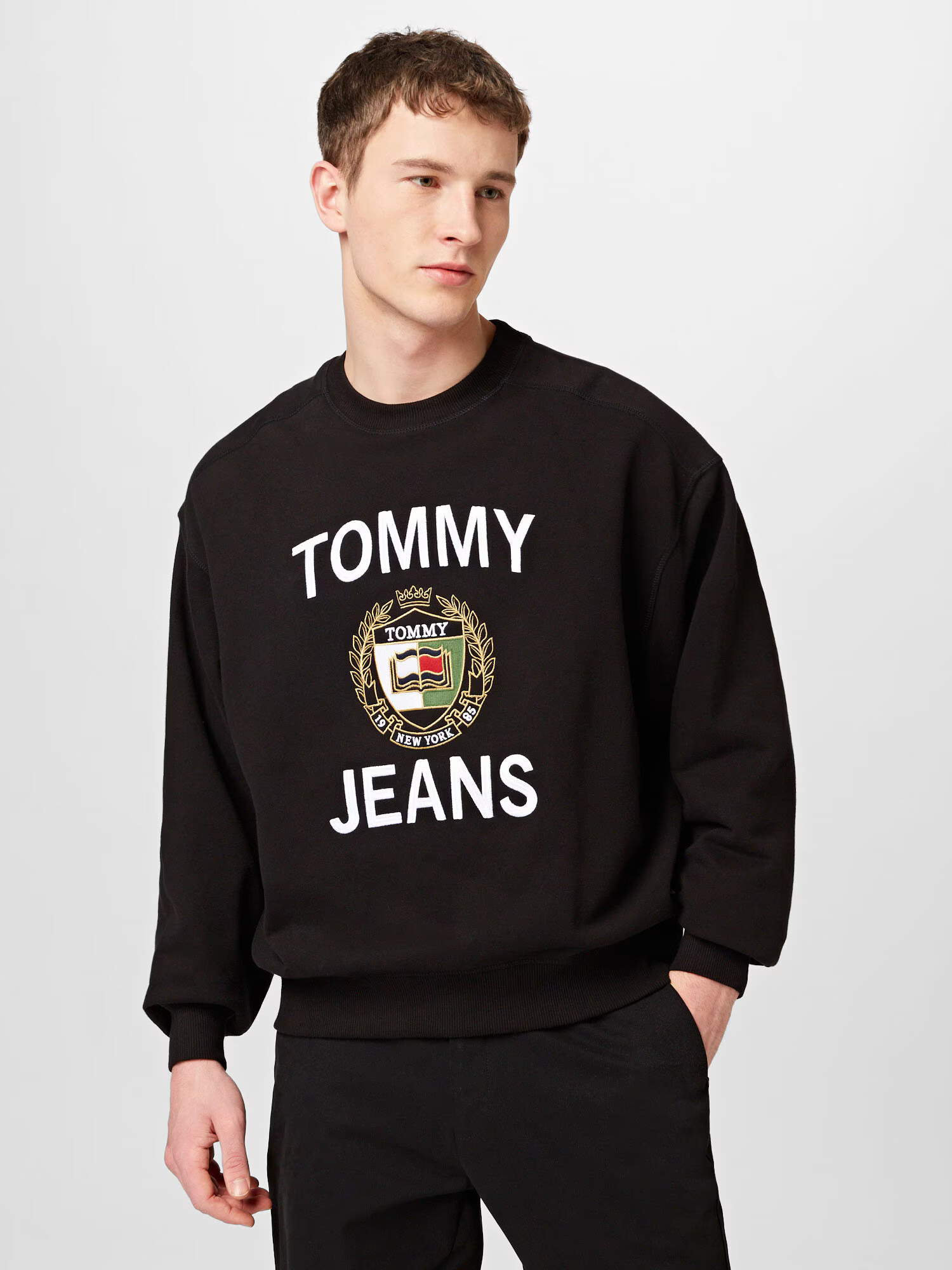 Tommy Jeans Bluză de molton bej / verde deschis / negru / alb - Pled.ro