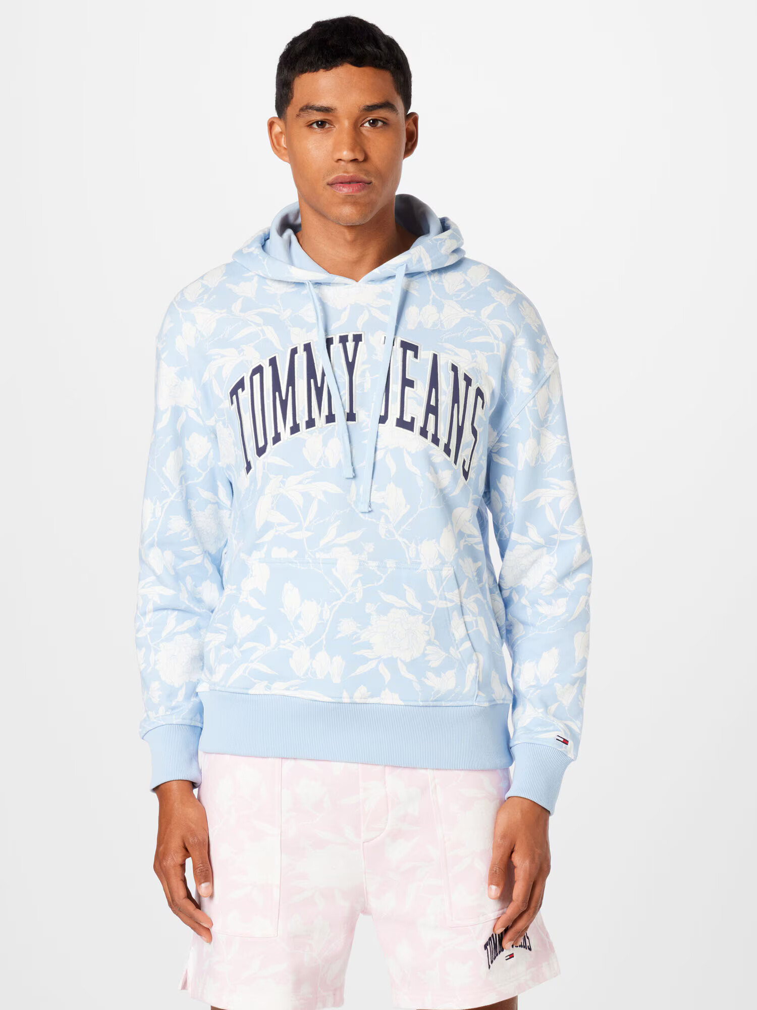 Tommy Jeans Bluză de molton bleumarin / albastru deschis / alb - Pled.ro