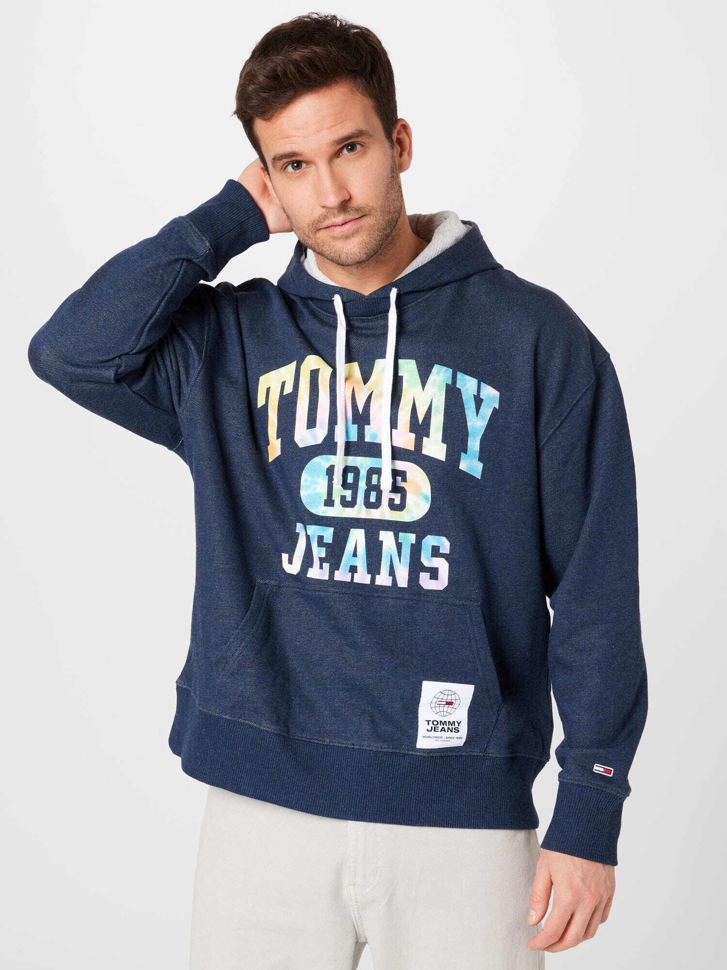 Tommy Jeans Bluză de molton bleumarin / albastru deschis / galben / alb - Pled.ro