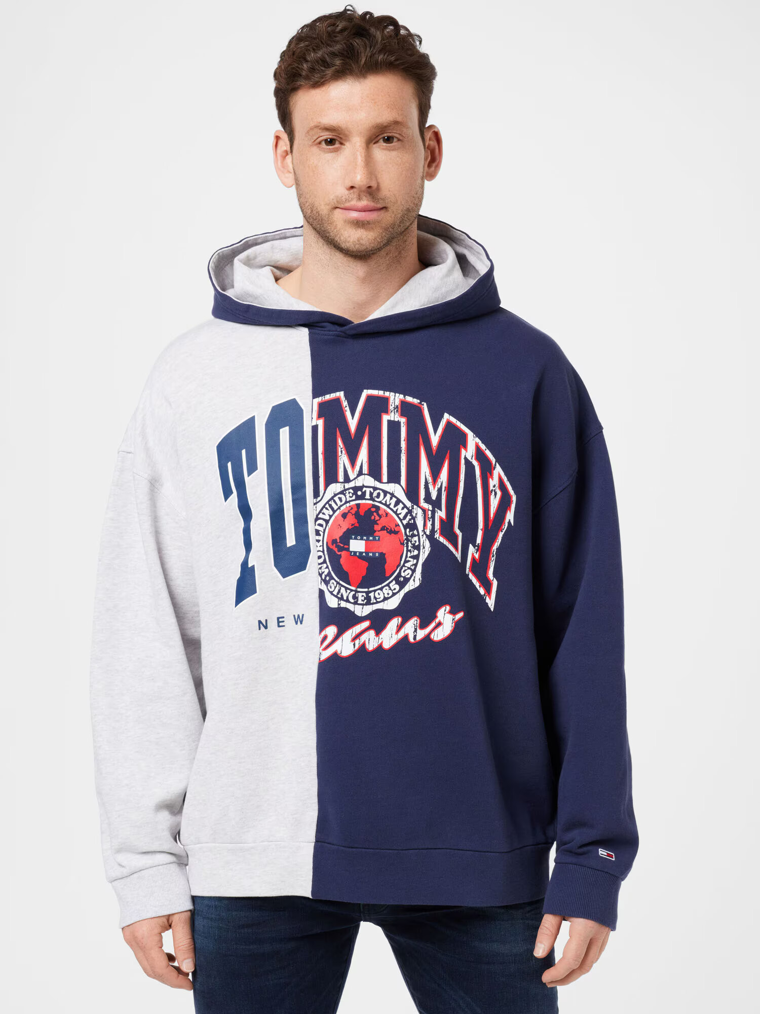 Tommy Jeans Bluză de molton bleumarin / albastru închis / gri deschis / roșu / alb - Pled.ro