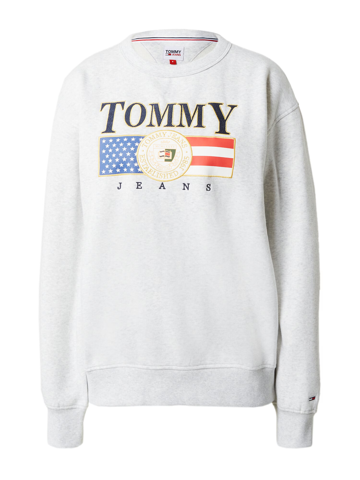 Tommy Jeans Bluză de molton bleumarin / auriu / gri deschis / roși aprins - Pled.ro