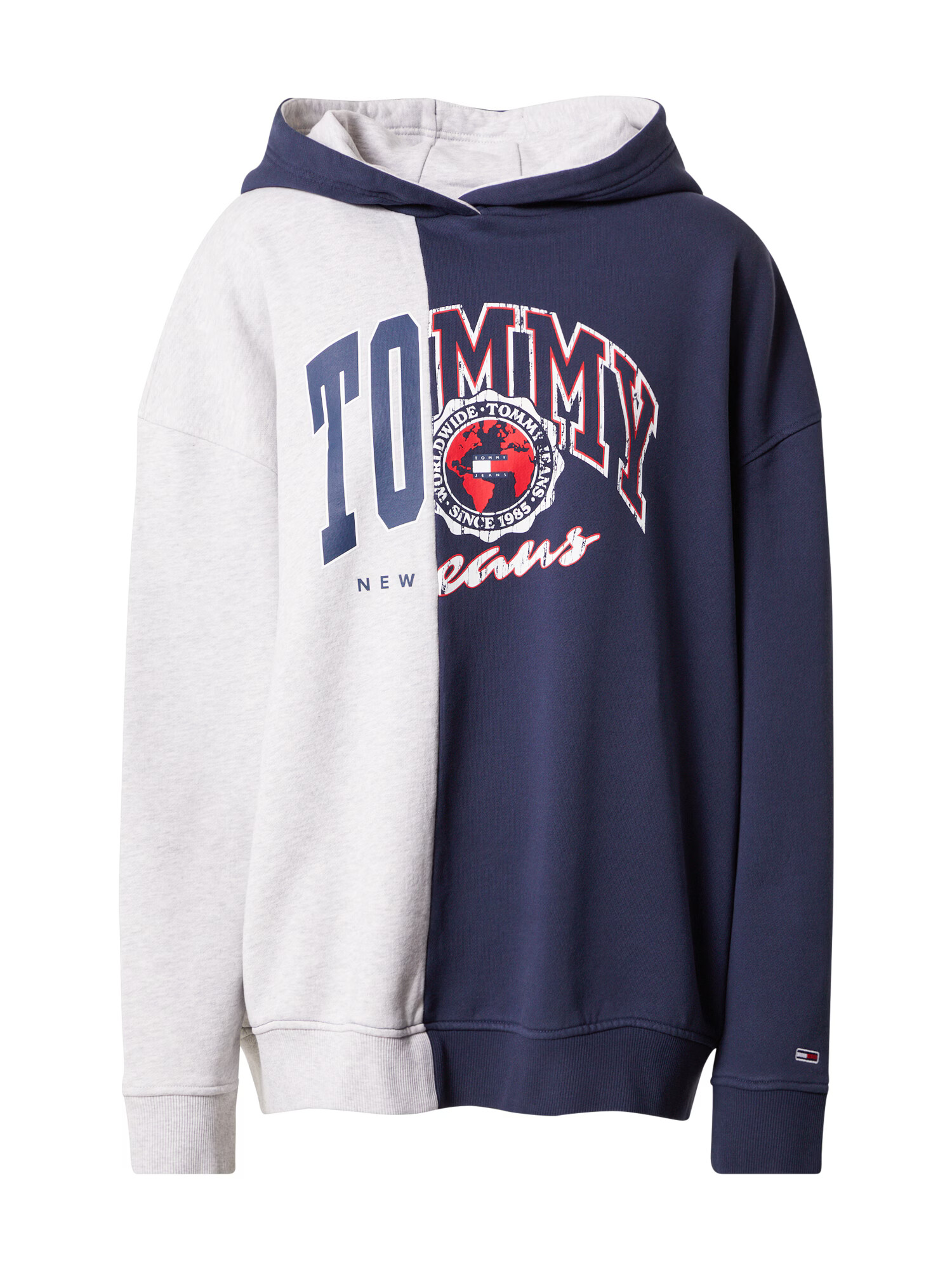 Tommy Jeans Bluză de molton bleumarin / gri amestecat / roșu - Pled.ro