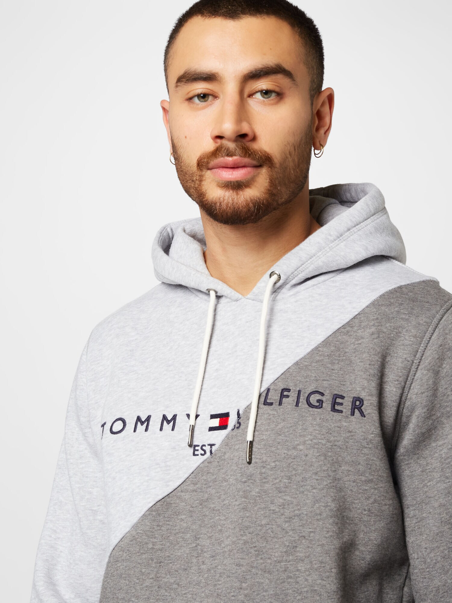 Tommy Jeans Bluză de molton bleumarin / gri / gri amestecat / alb - Pled.ro