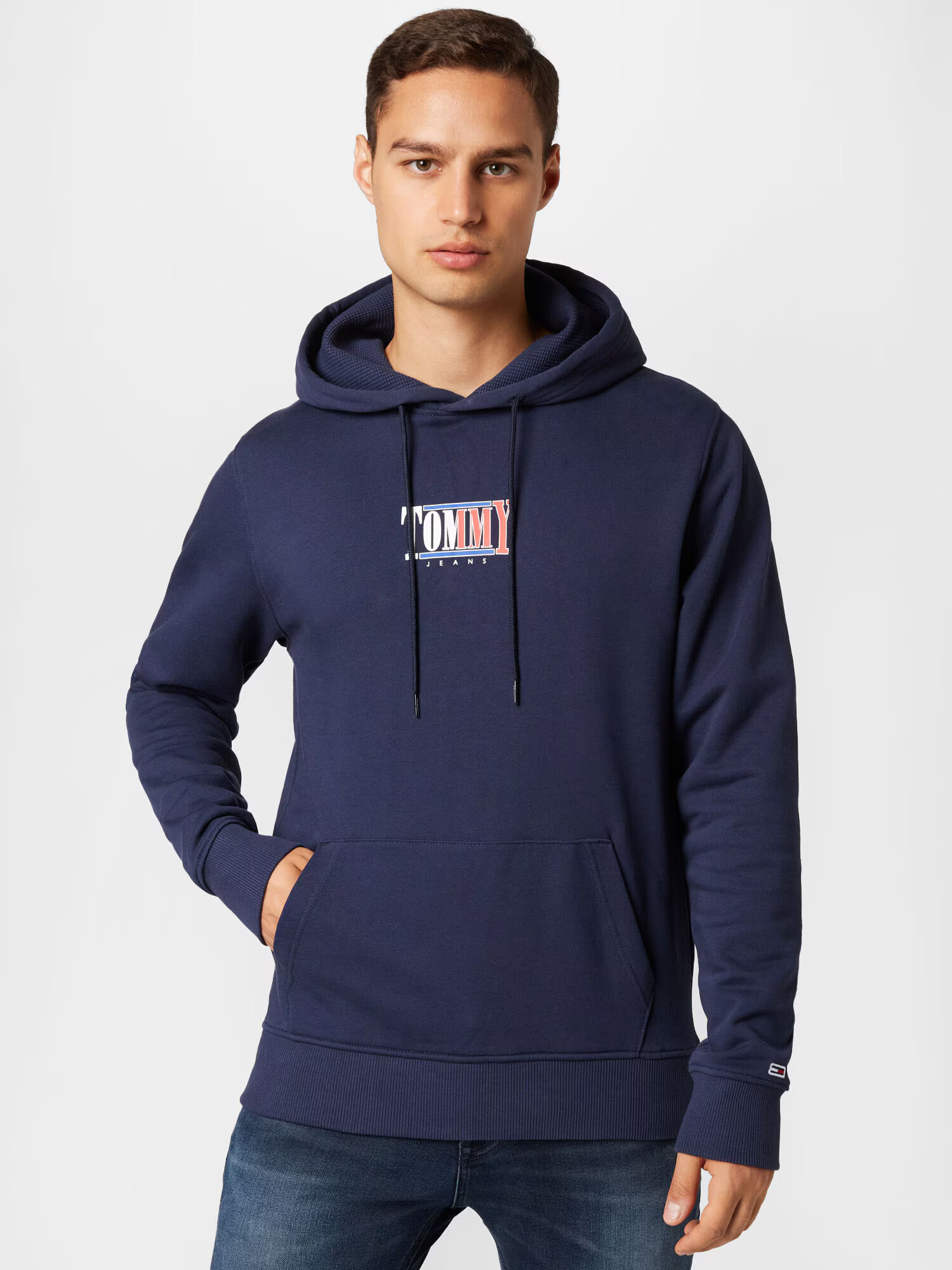 Tommy Jeans Bluză de molton bleumarin / roșu / alb - Pled.ro