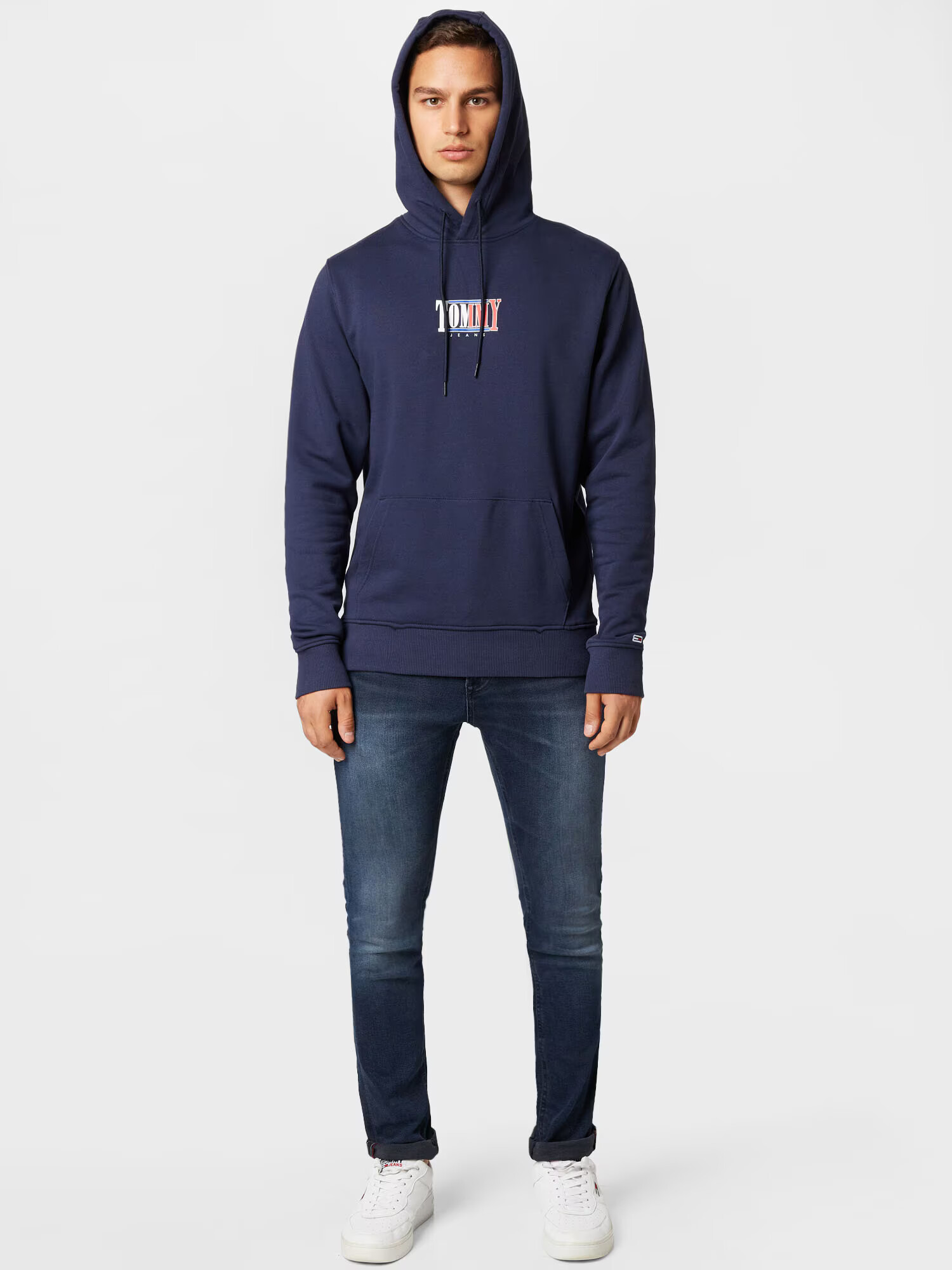 Tommy Jeans Bluză de molton bleumarin / roșu / alb - Pled.ro