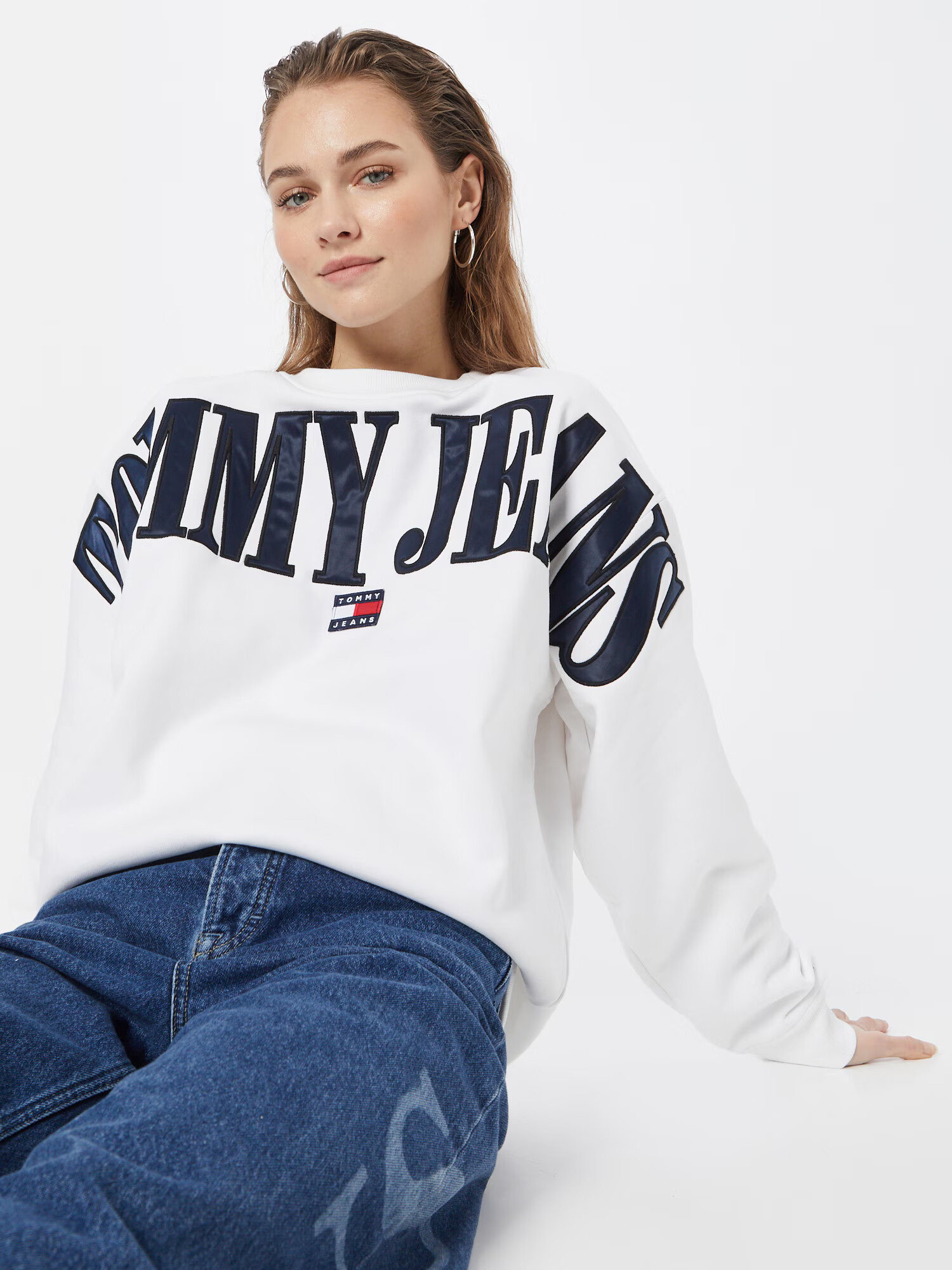 Tommy Jeans Bluză de molton bleumarin / roșu / alb - Pled.ro