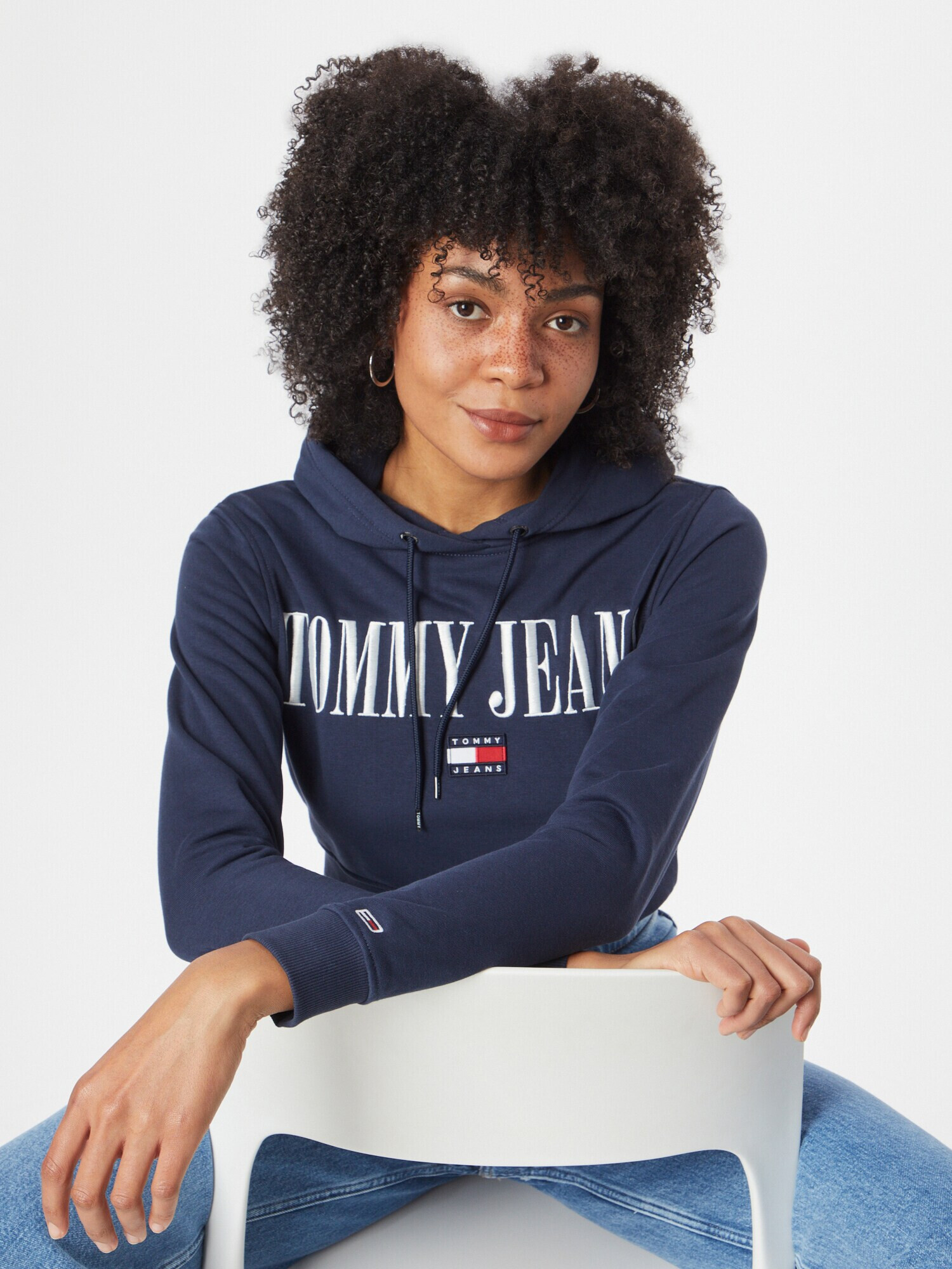 Tommy Jeans Bluză de molton bleumarin / roșu / alb - Pled.ro