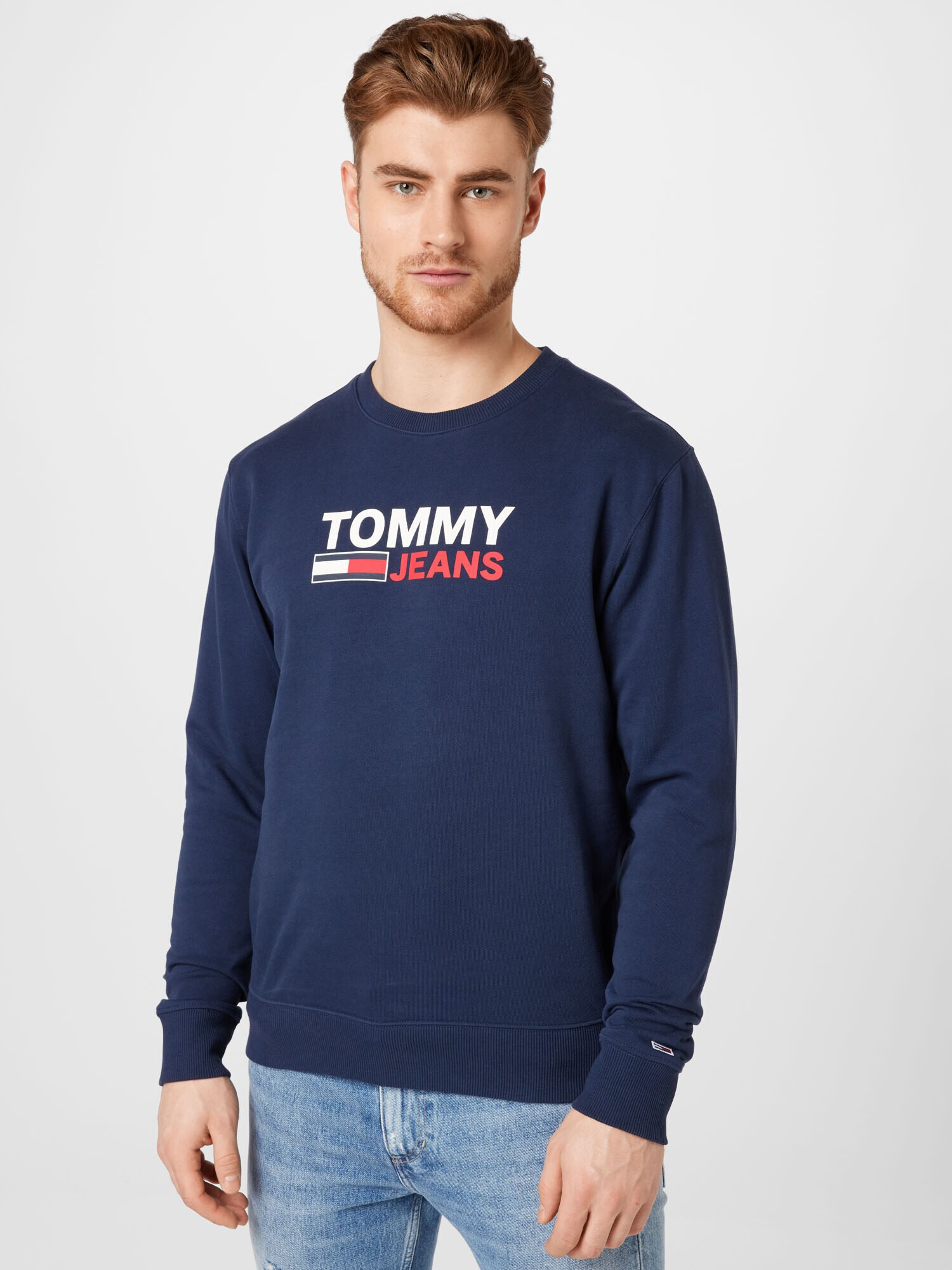 Tommy Jeans Bluză de molton bleumarin / roșu / alb - Pled.ro