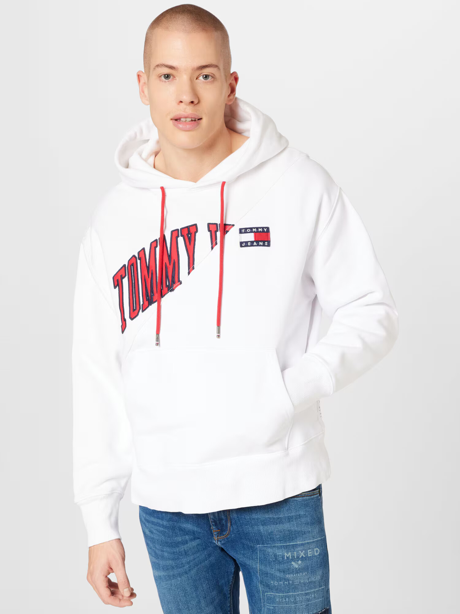 Tommy Jeans Bluză de molton bleumarin / roșu / alb - Pled.ro