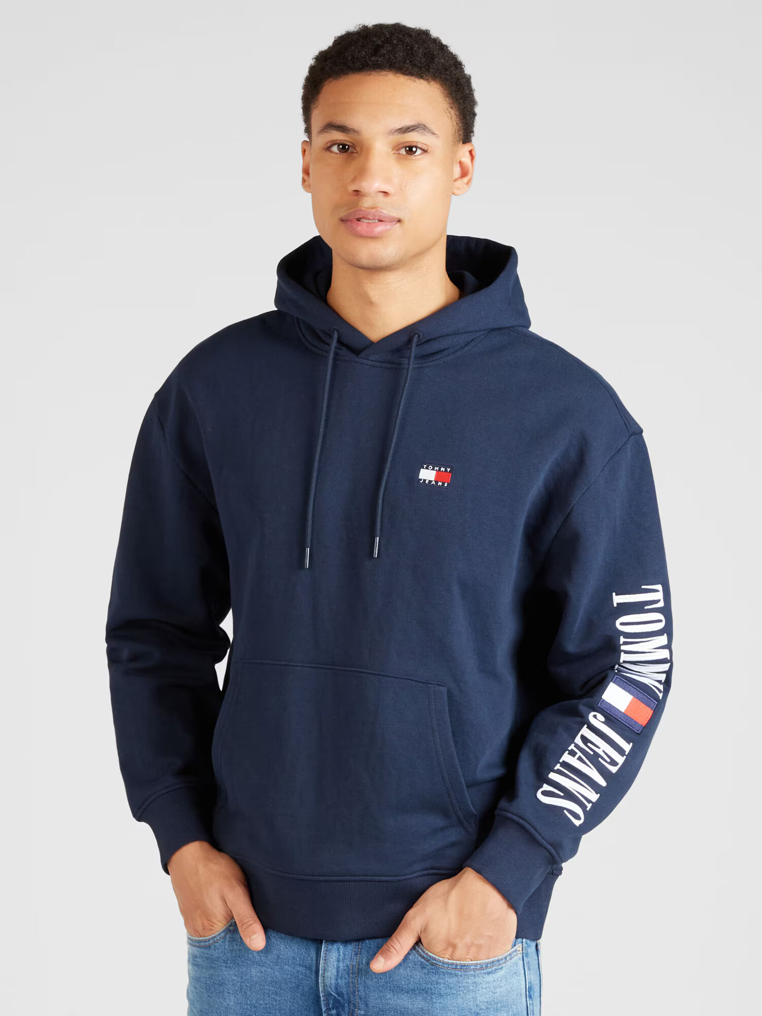 Tommy Jeans Bluză de molton bleumarin / roșu / alb murdar - Pled.ro