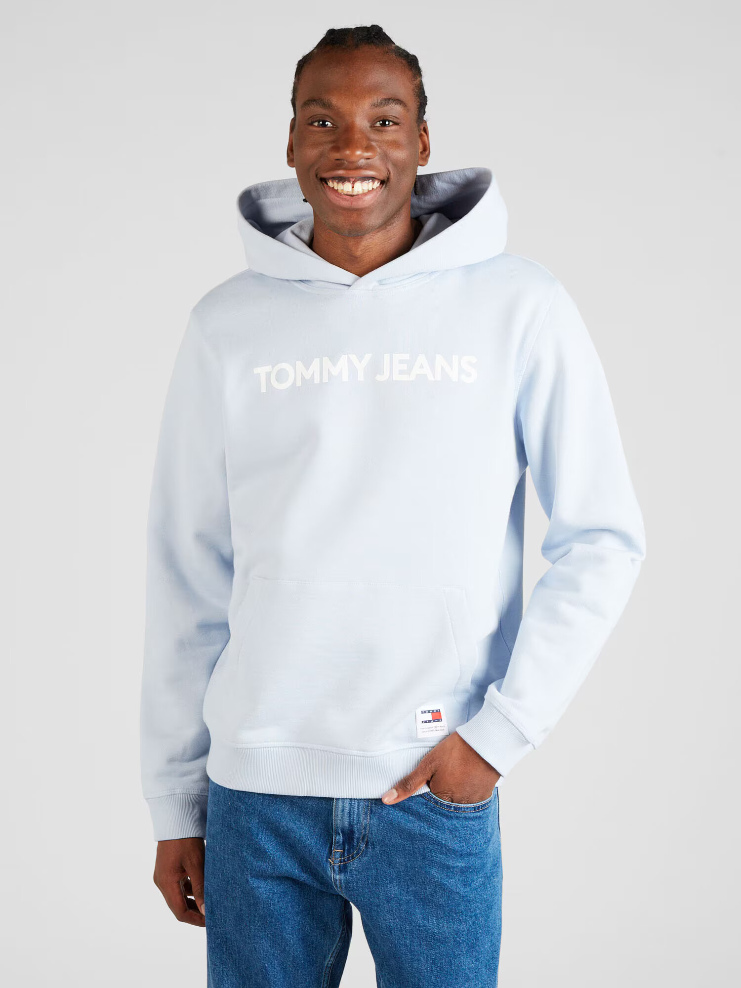 Tommy Jeans Bluză de molton albastru deschis / alb - Pled.ro