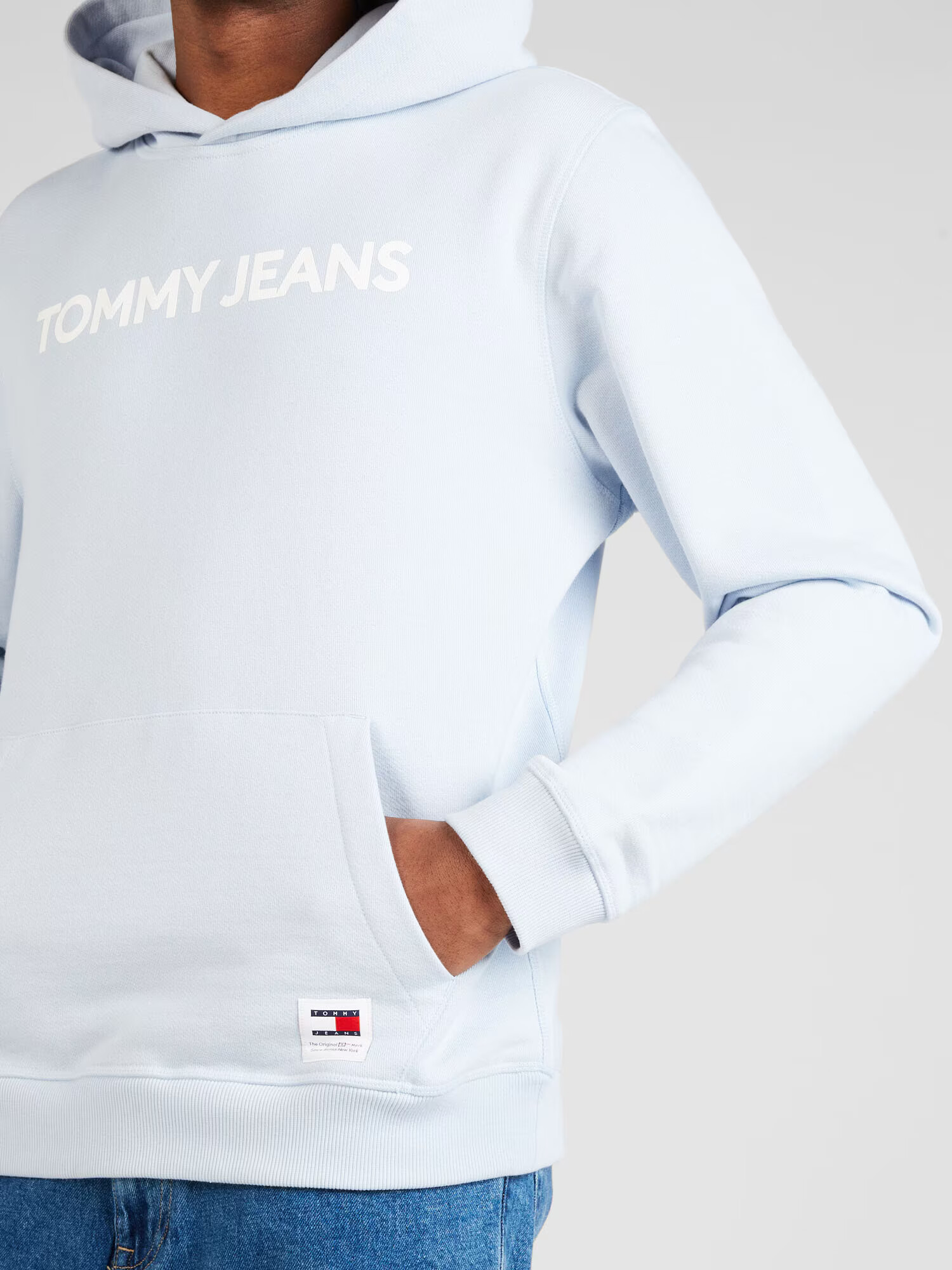 Tommy Jeans Bluză de molton albastru deschis / alb - Pled.ro