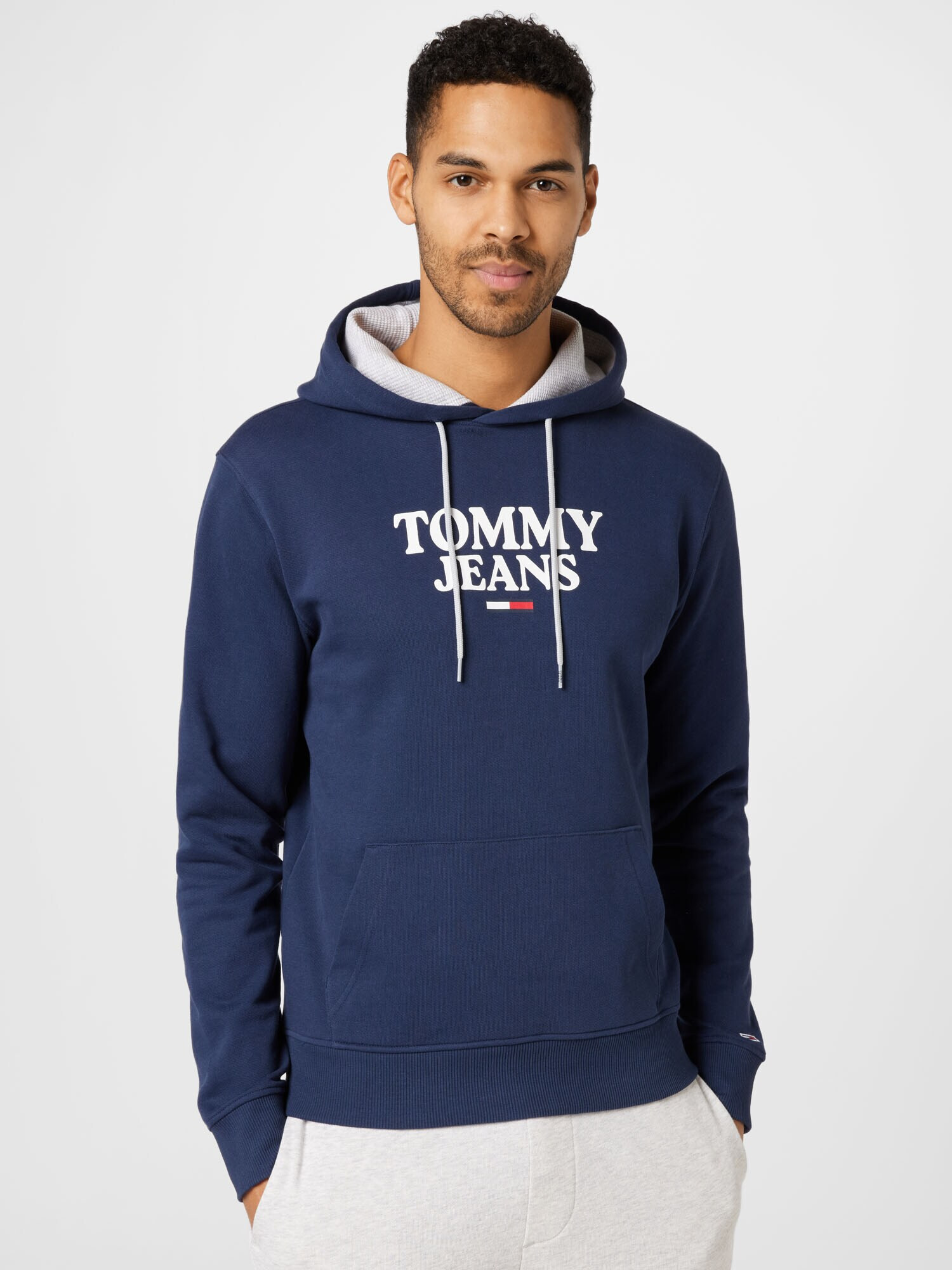 Tommy Jeans Bluză de molton 'Entry' bleumarin / gri deschis / roșu / alb - Pled.ro