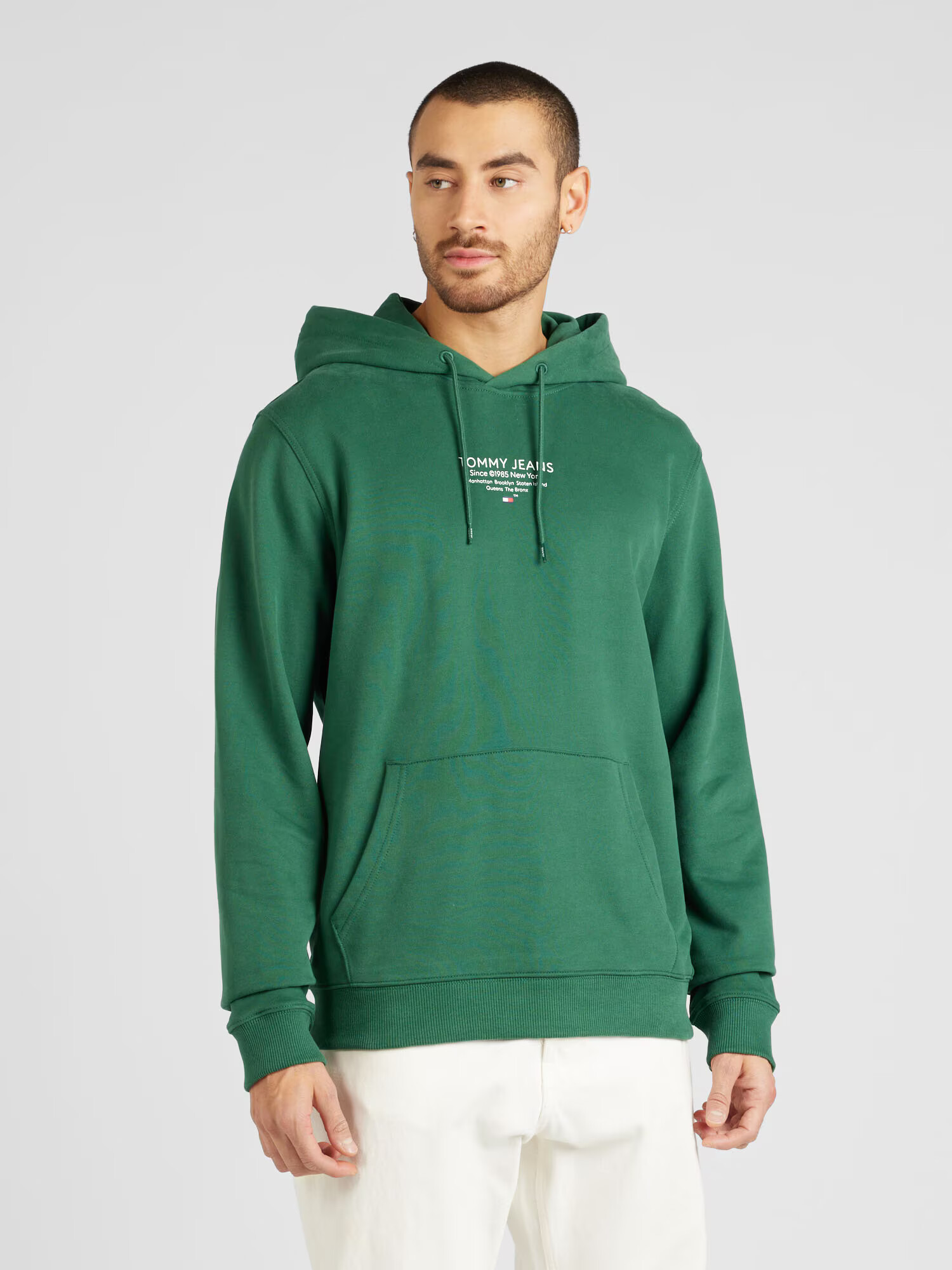 Tommy Jeans Bluză de molton 'ESNTL' verde / alb - Pled.ro