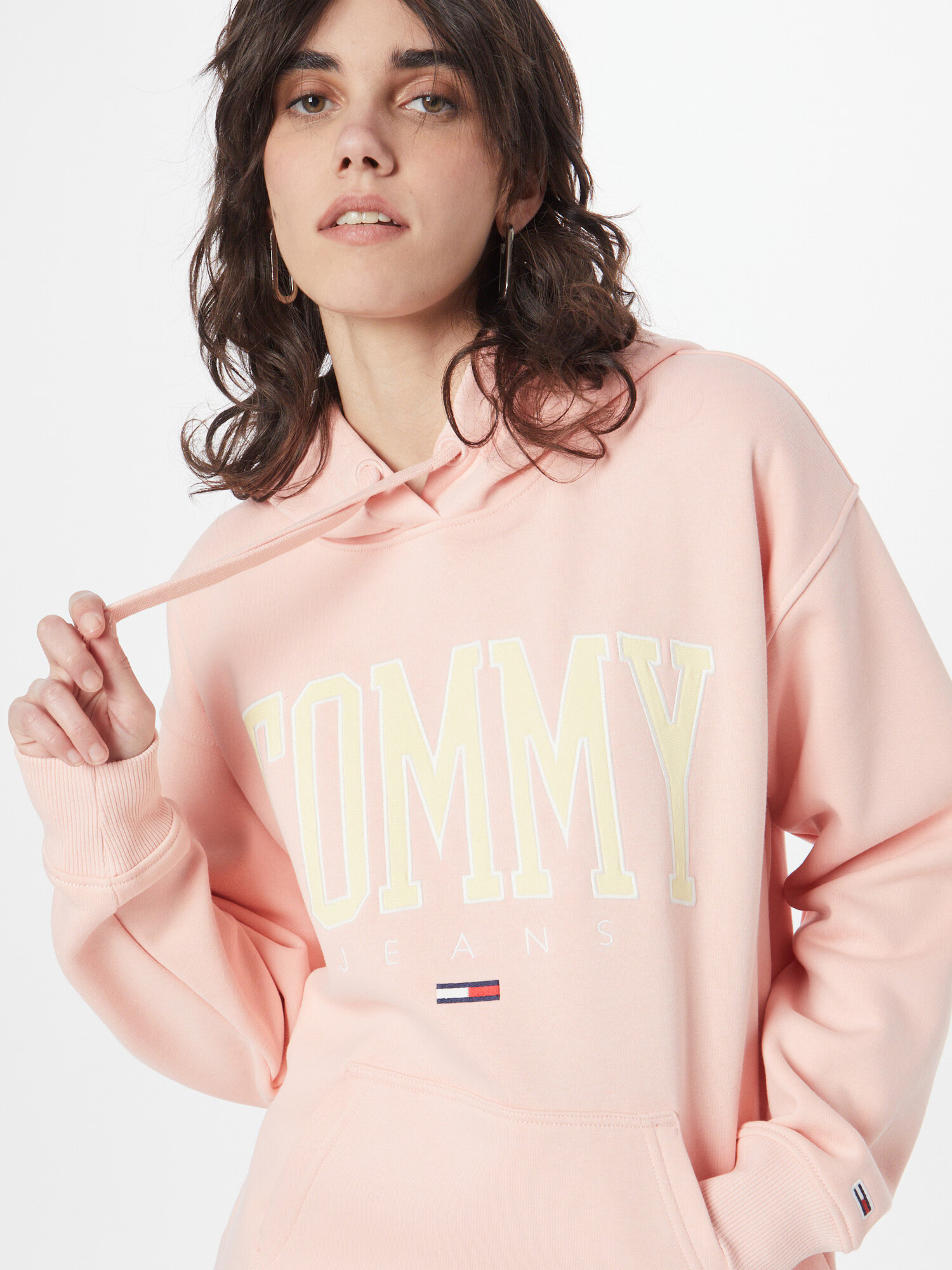 Tommy Jeans Bluză de molton galben pastel / portocaliu pastel / roșu / alb - Pled.ro