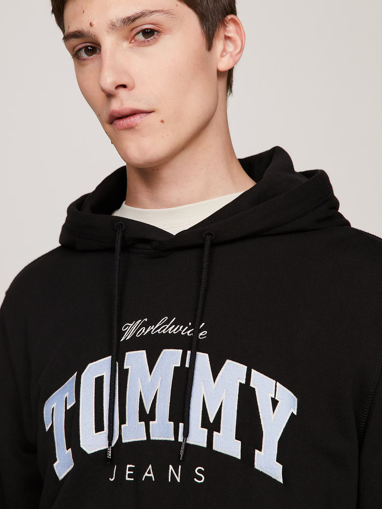 Tommy Jeans Bluză de molton negru / alb - Pled.ro