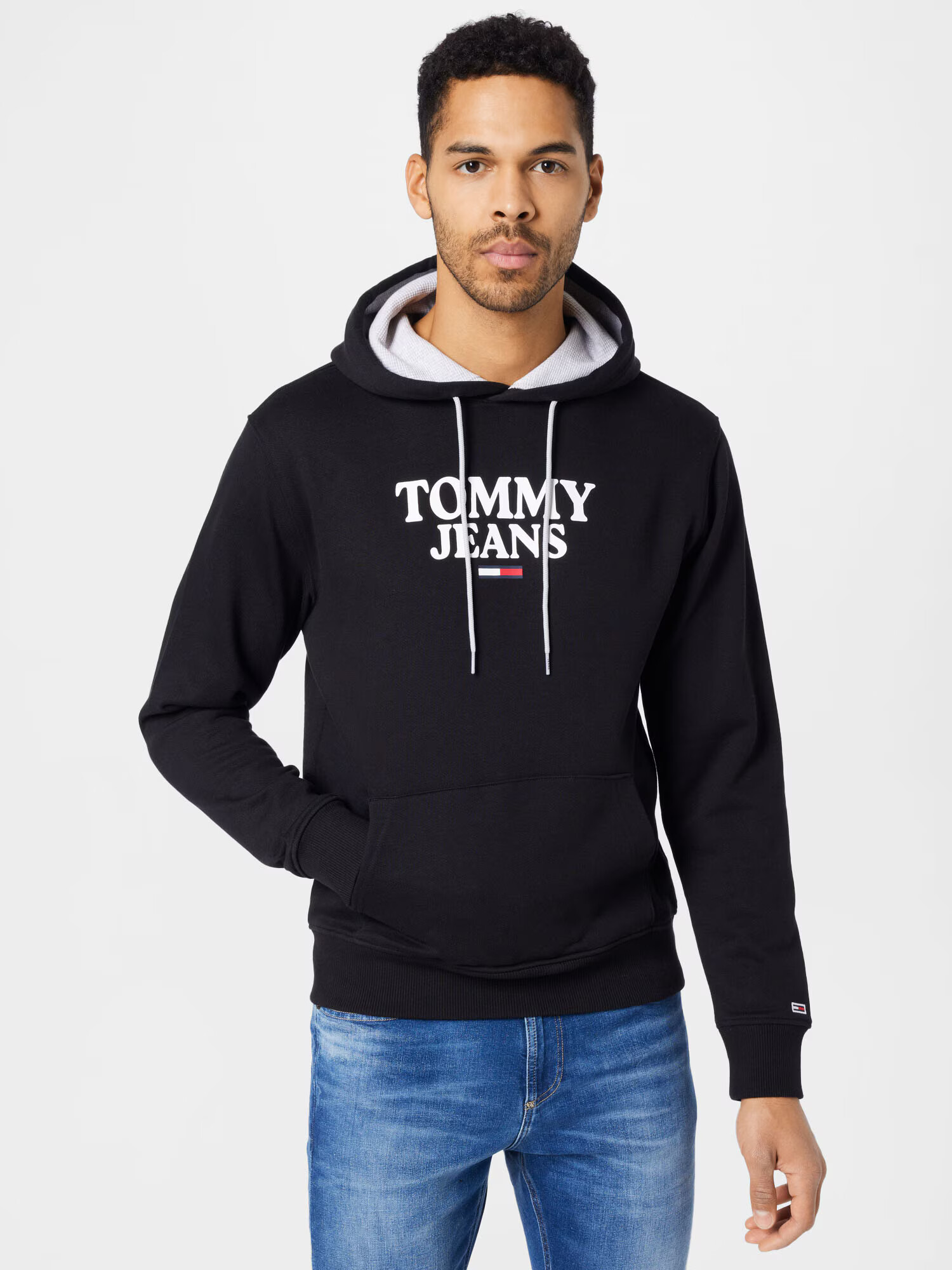 Tommy Jeans Bluză de molton negru / alb - Pled.ro