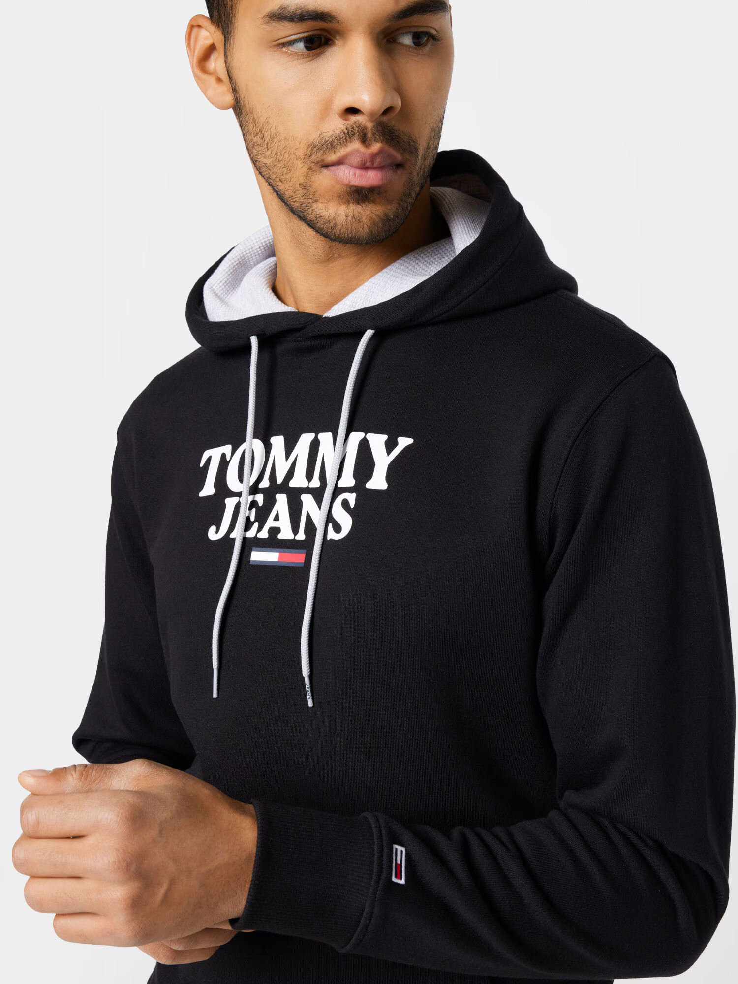 Tommy Jeans Bluză de molton negru / alb - Pled.ro