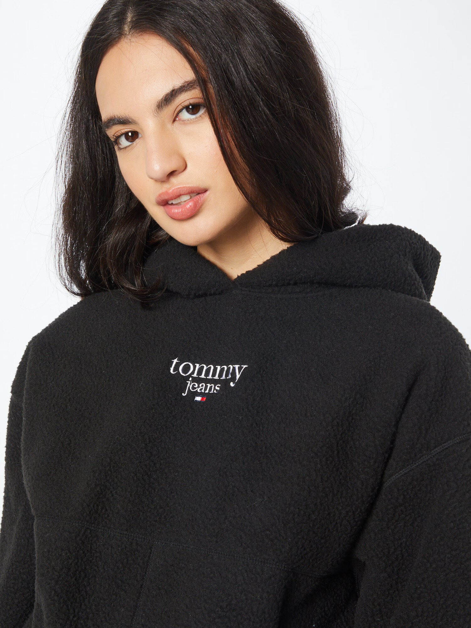 Tommy Jeans Bluză de molton negru / alb - Pled.ro