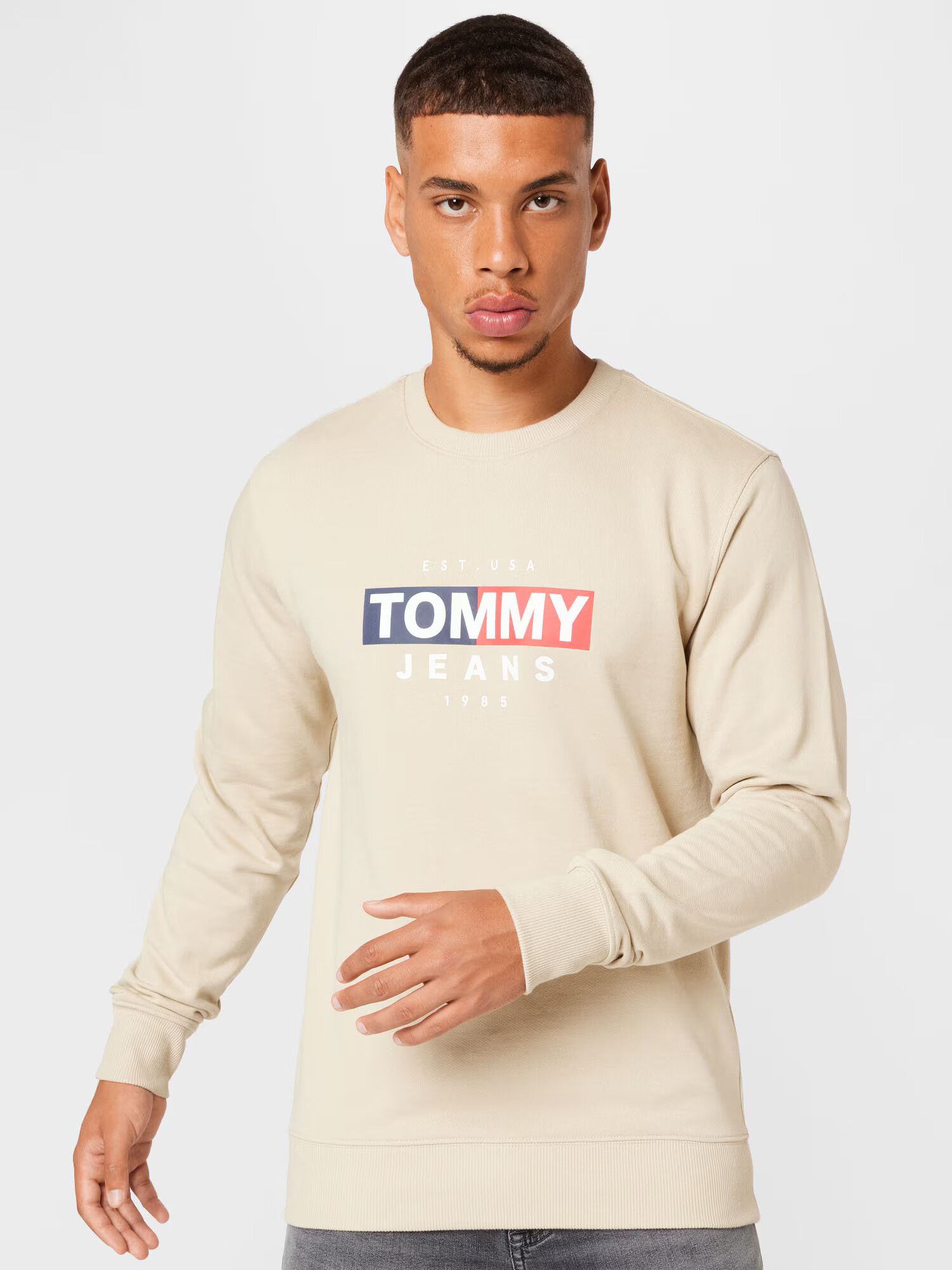 Tommy Jeans Bluză de molton nisipiu / bleumarin / roșu / alb - Pled.ro