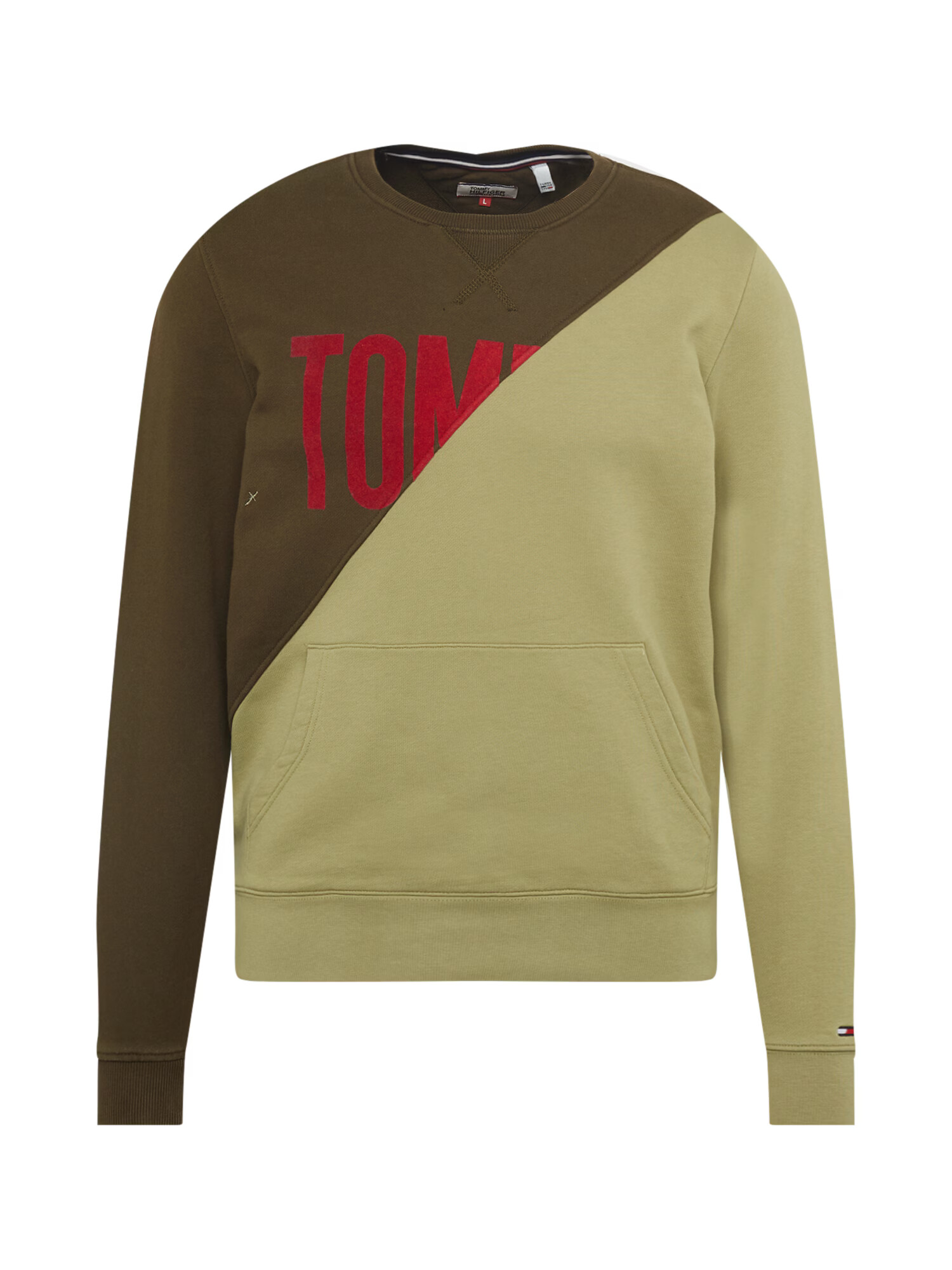 Tommy Jeans Bluză de molton oliv / verde pastel / roșu - Pled.ro