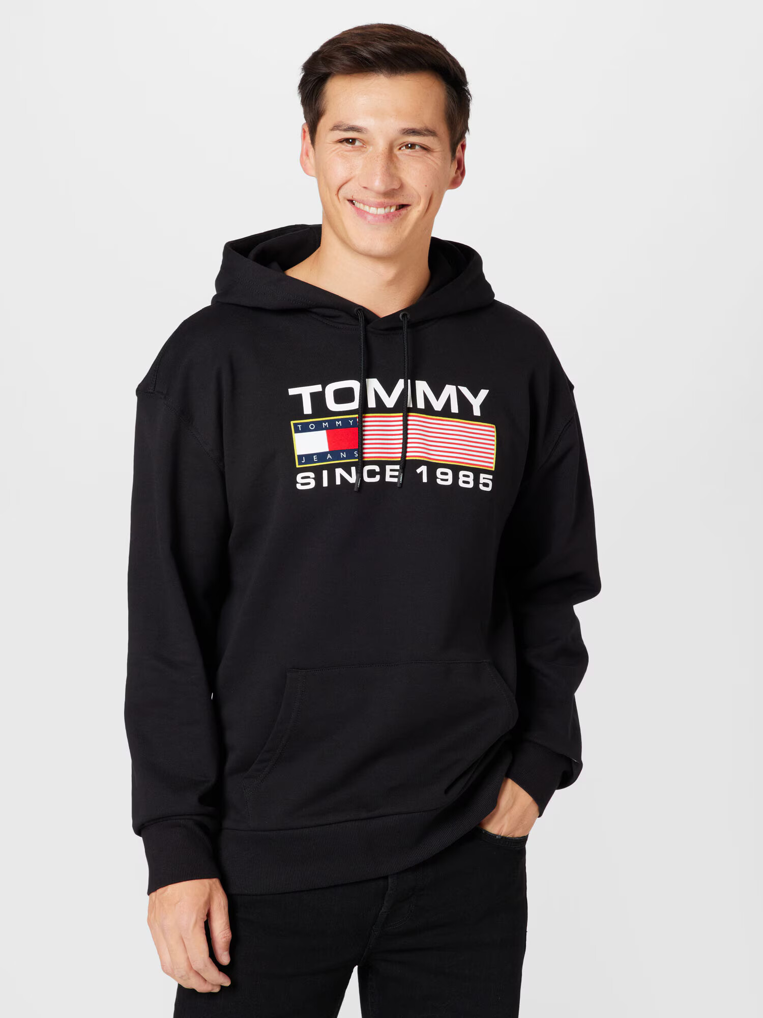 Tommy Jeans Bluză de molton roși aprins / negru / alb - Pled.ro