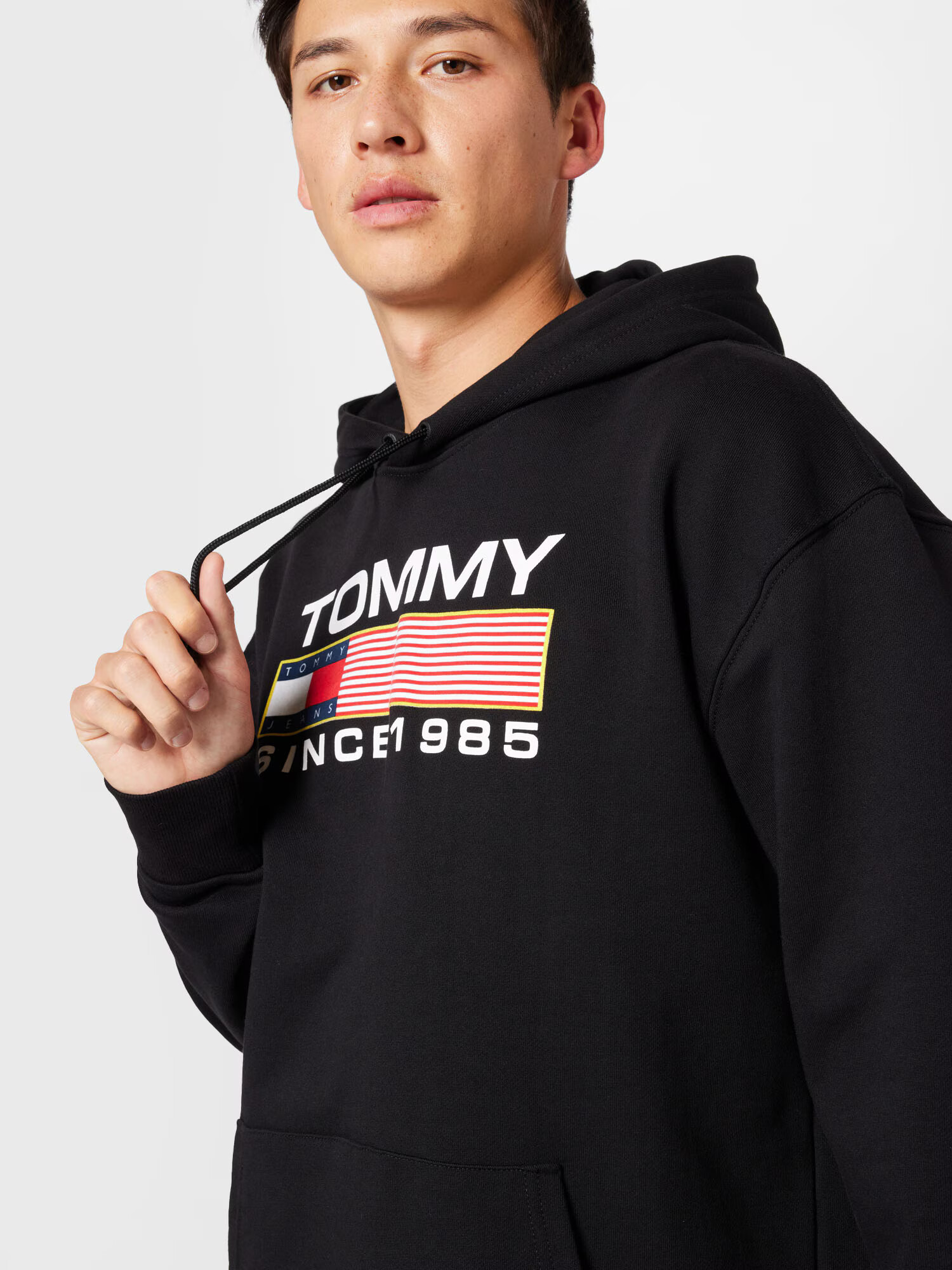 Tommy Jeans Bluză de molton roși aprins / negru / alb - Pled.ro