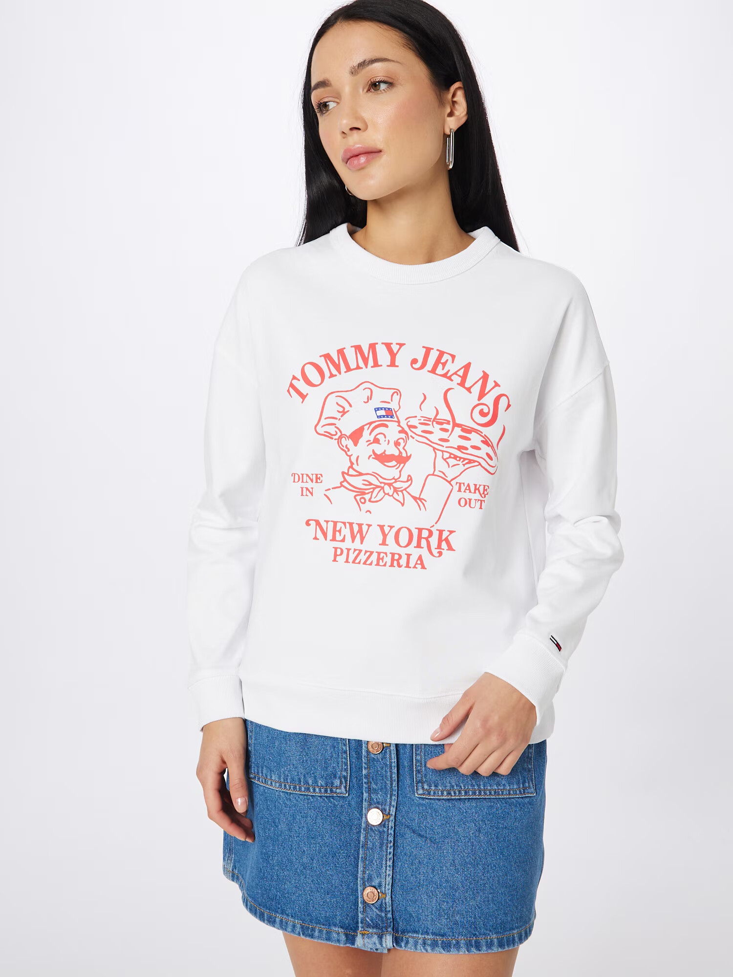 Tommy Jeans Bluză de molton roșu / alb - Pled.ro