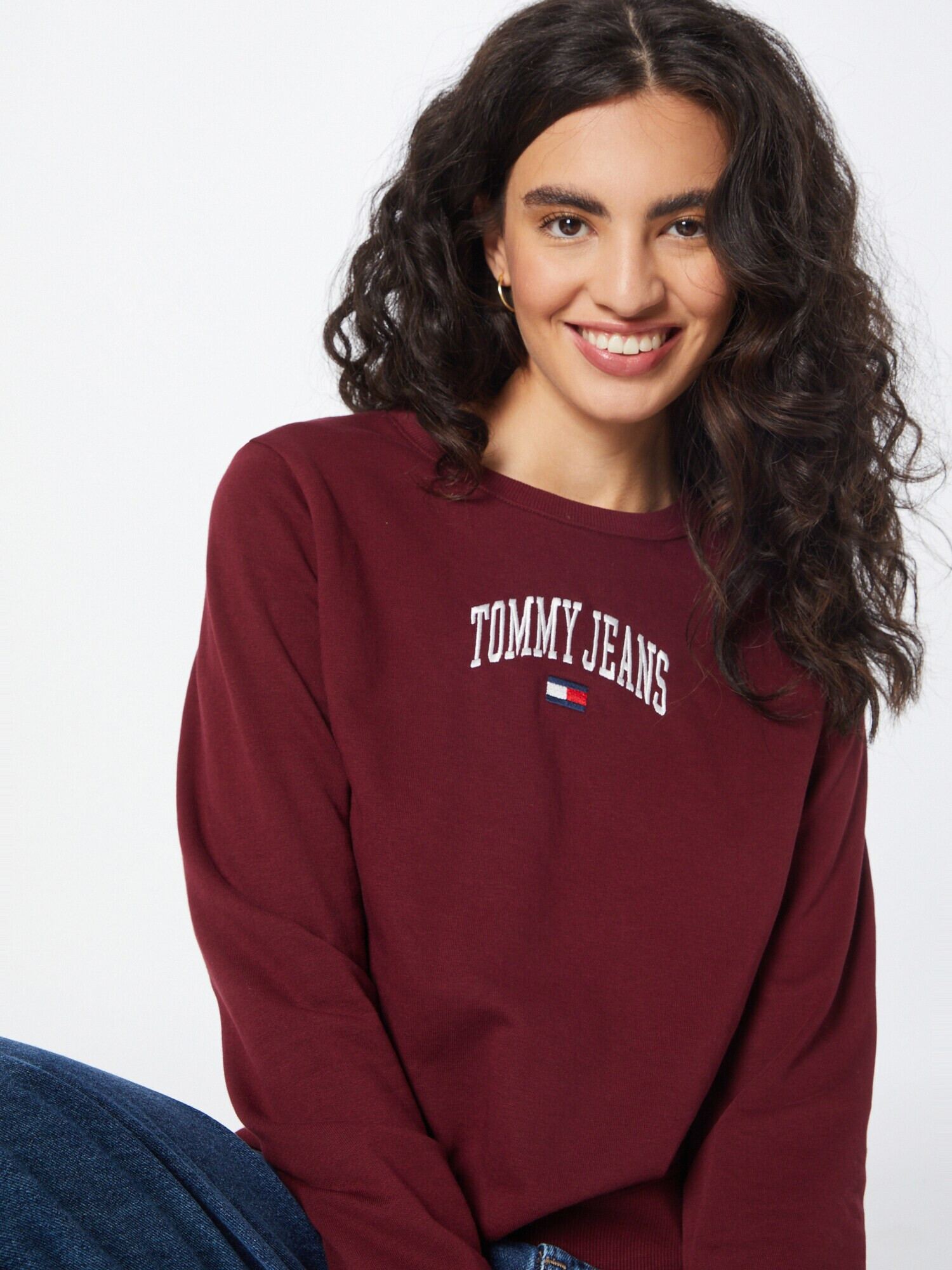 Tommy Jeans Bluză de molton roșu bordeaux / alb - Pled.ro