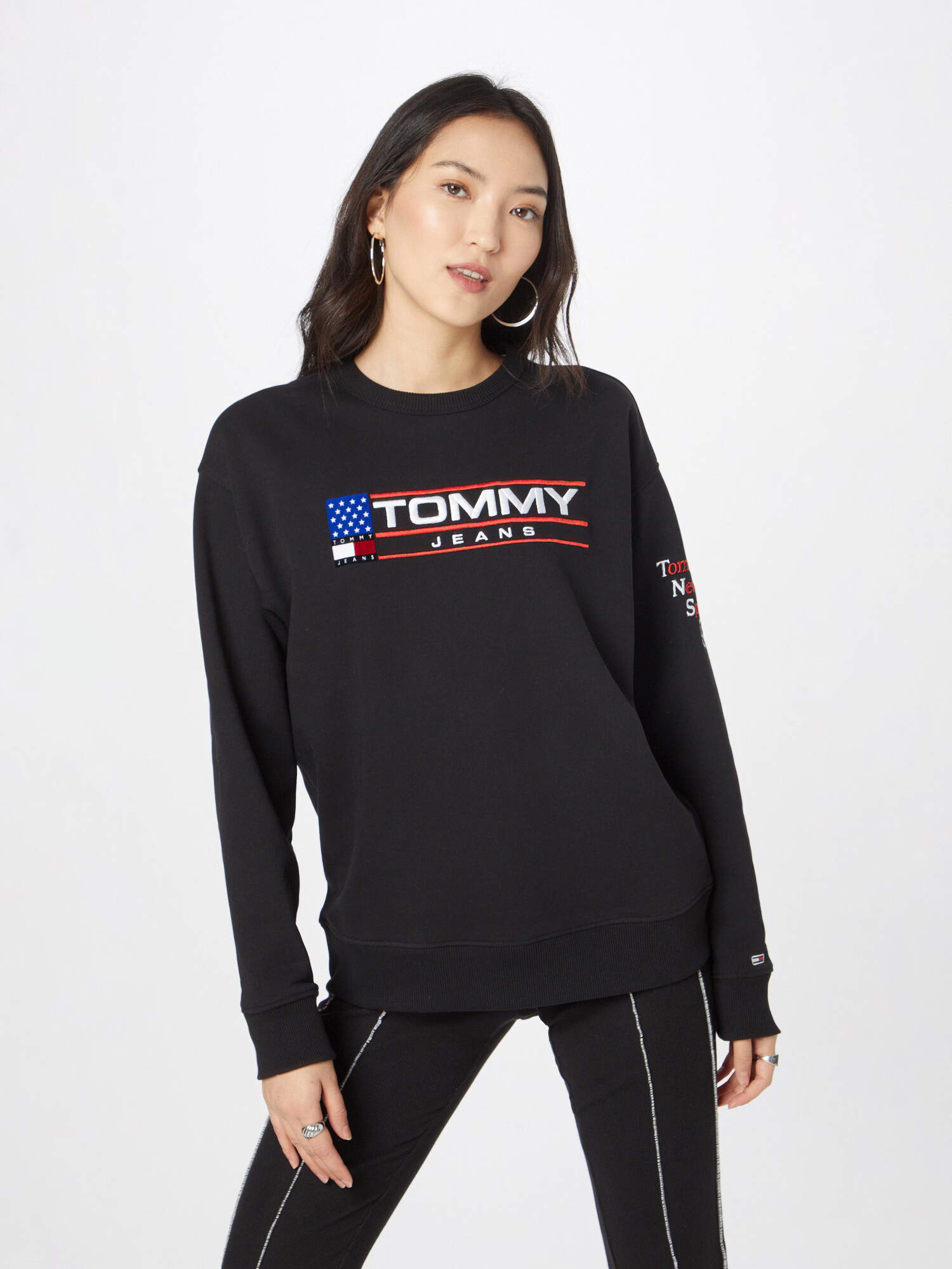 Tommy Jeans Bluză de molton roșu / negru / alb - Pled.ro