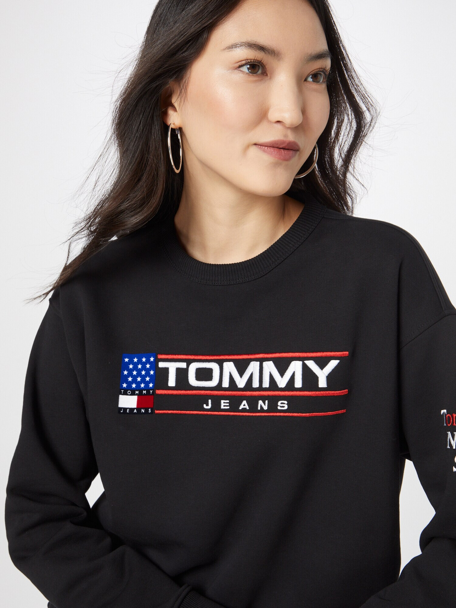 Tommy Jeans Bluză de molton roșu / negru / alb - Pled.ro