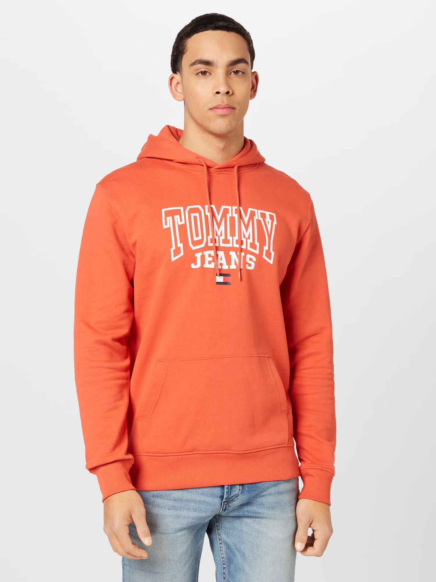 Tommy Jeans Bluză de molton roșu orange / alb - Pled.ro