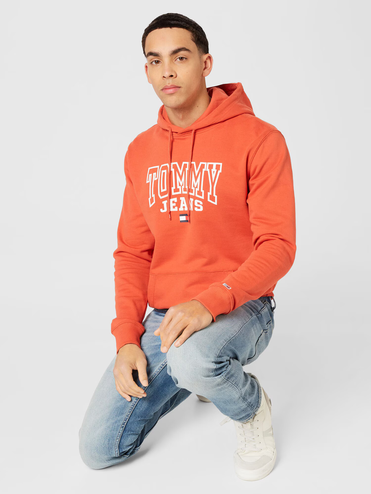 Tommy Jeans Bluză de molton roșu orange / alb - Pled.ro