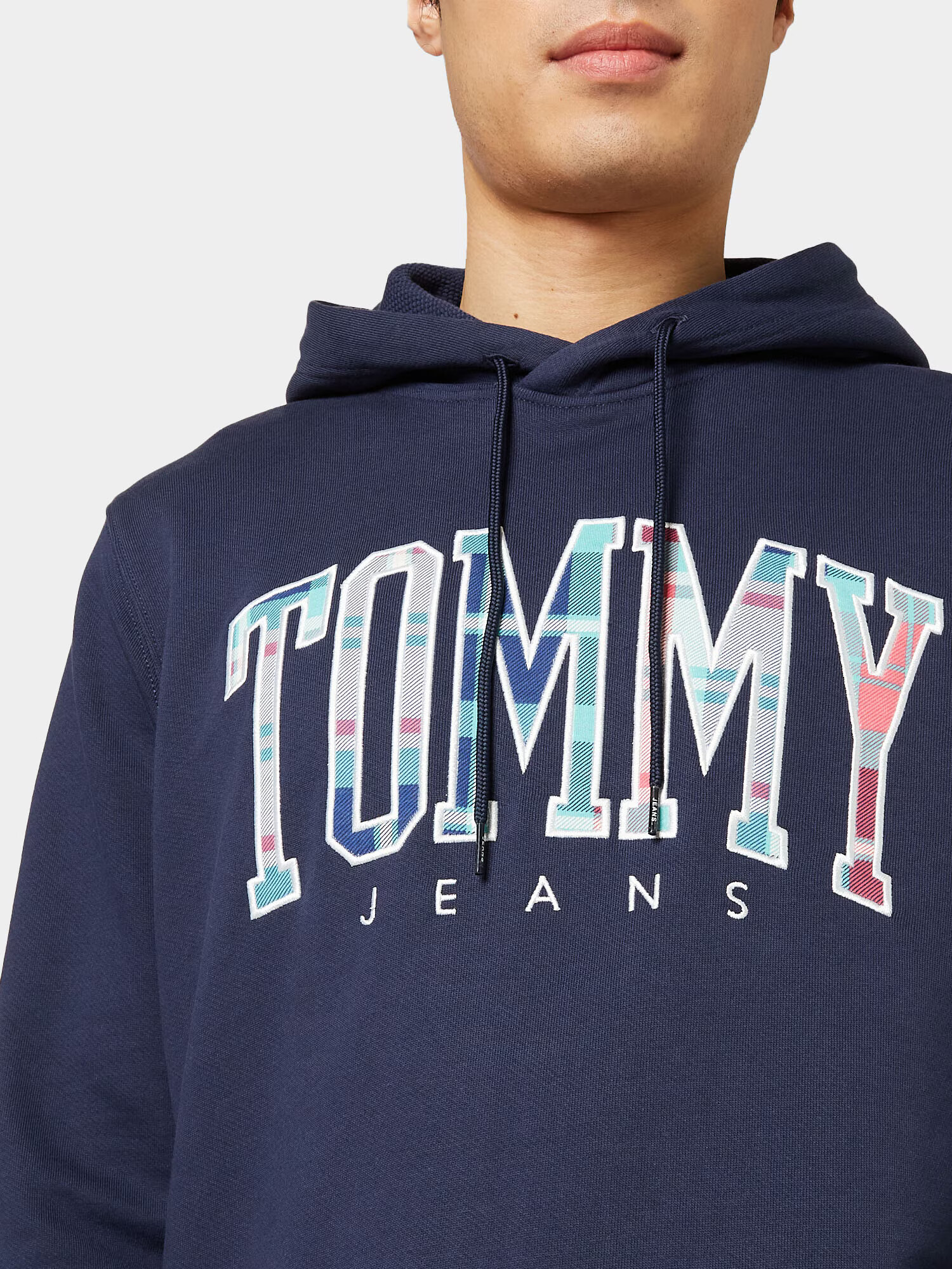 Tommy Jeans Bluză de molton 'Tartan' albastru aqua / albastru închis / mov zmeură / alb - Pled.ro