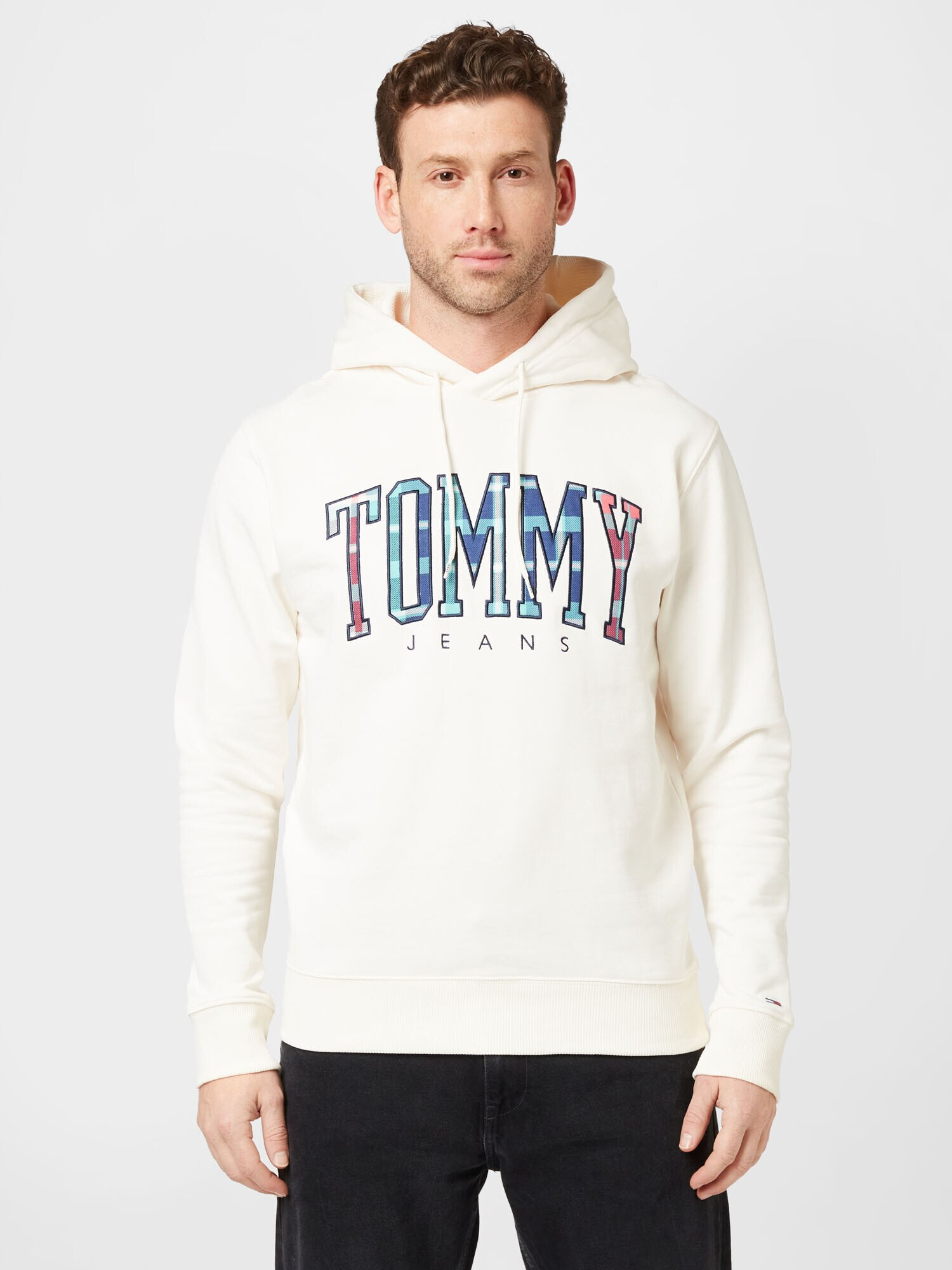 Tommy Jeans Bluză de molton 'Tartan' albastru / roz / negru / alb - Pled.ro