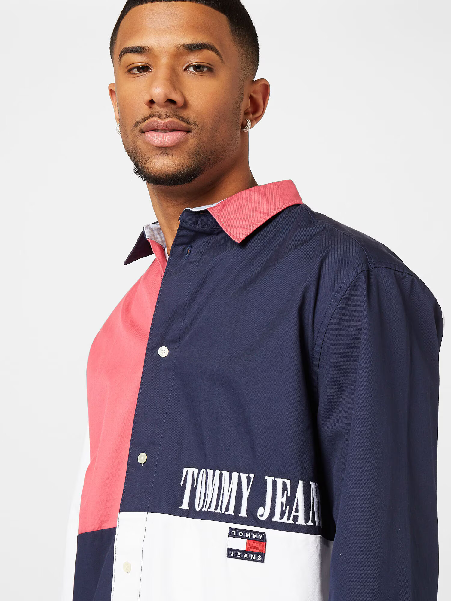 Tommy Jeans Cămașă bleumarin / rosé / alb - Pled.ro