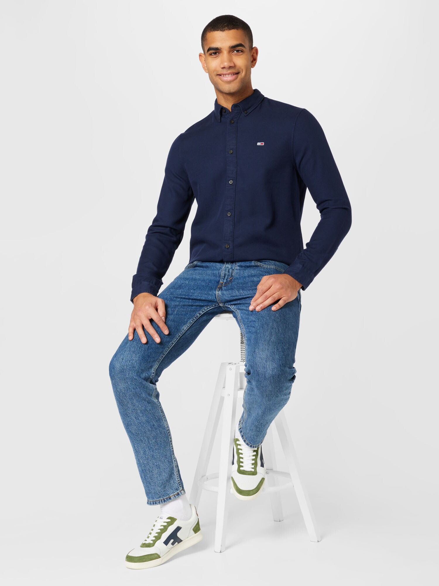 Tommy Jeans Cămașă bleumarin / roșu / alb - Pled.ro