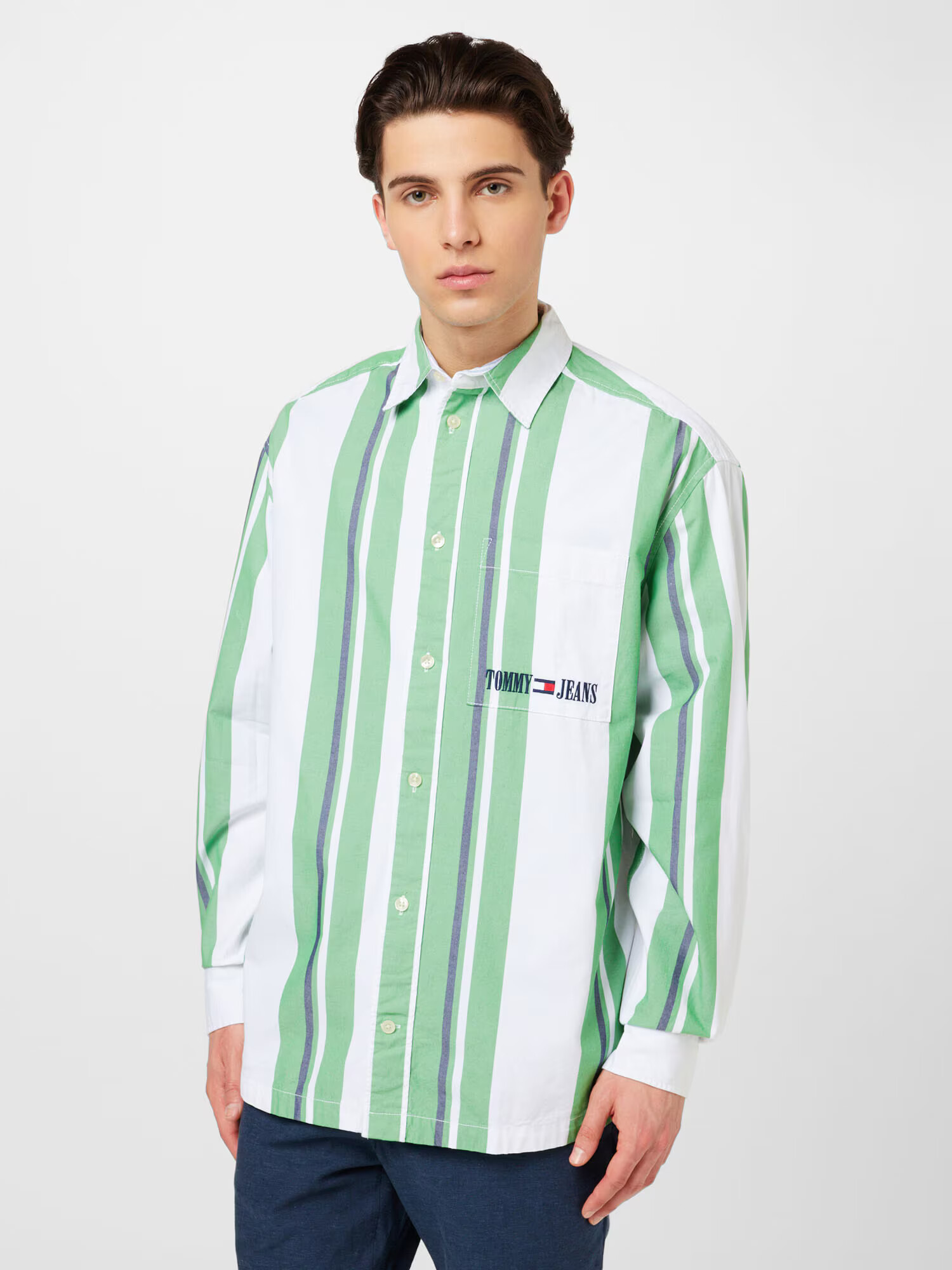 Tommy Jeans Cămașă bleumarin / verde / roșu / alb - Pled.ro