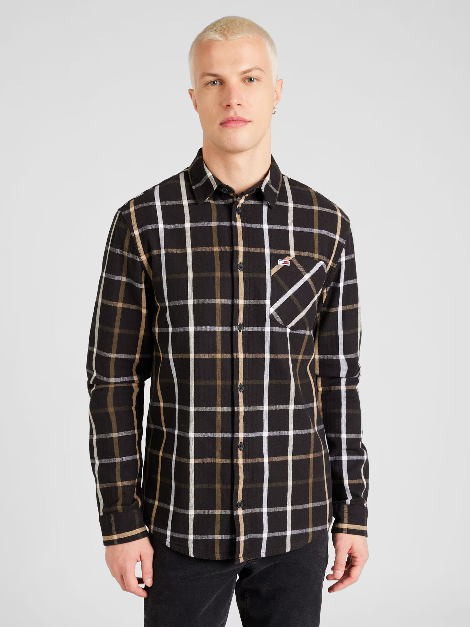 Tommy Jeans Cămașă maro deschis / negru / alb - Pled.ro