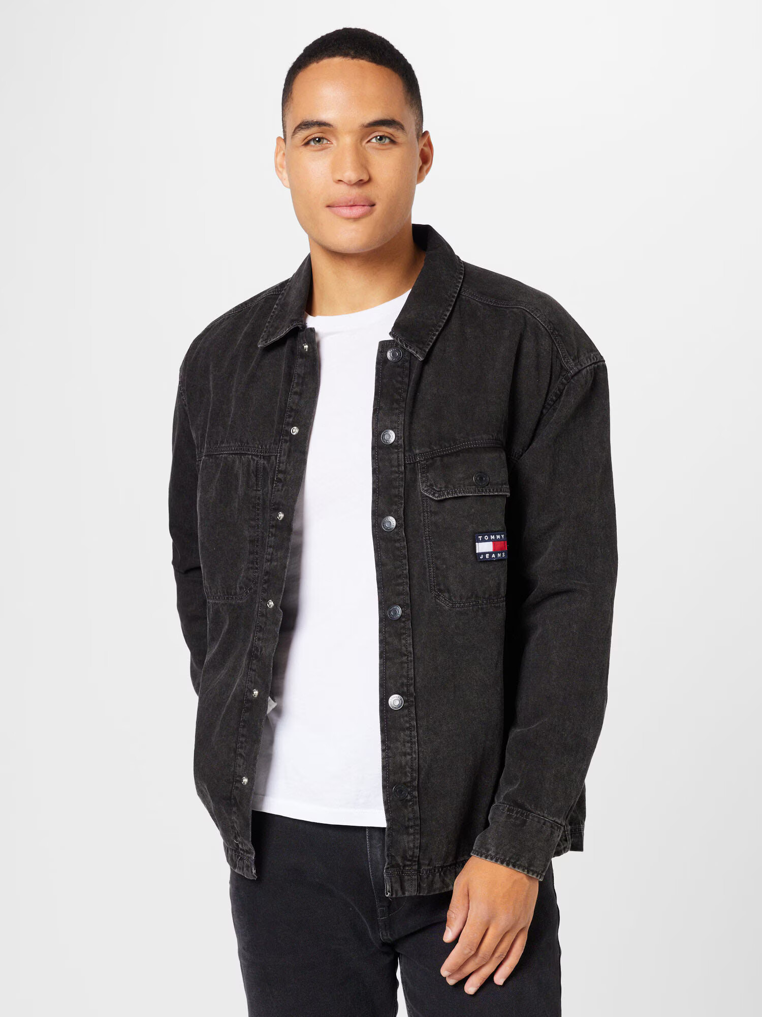 Tommy Jeans Geacă de primăvară-toamnă negru denim - Pled.ro