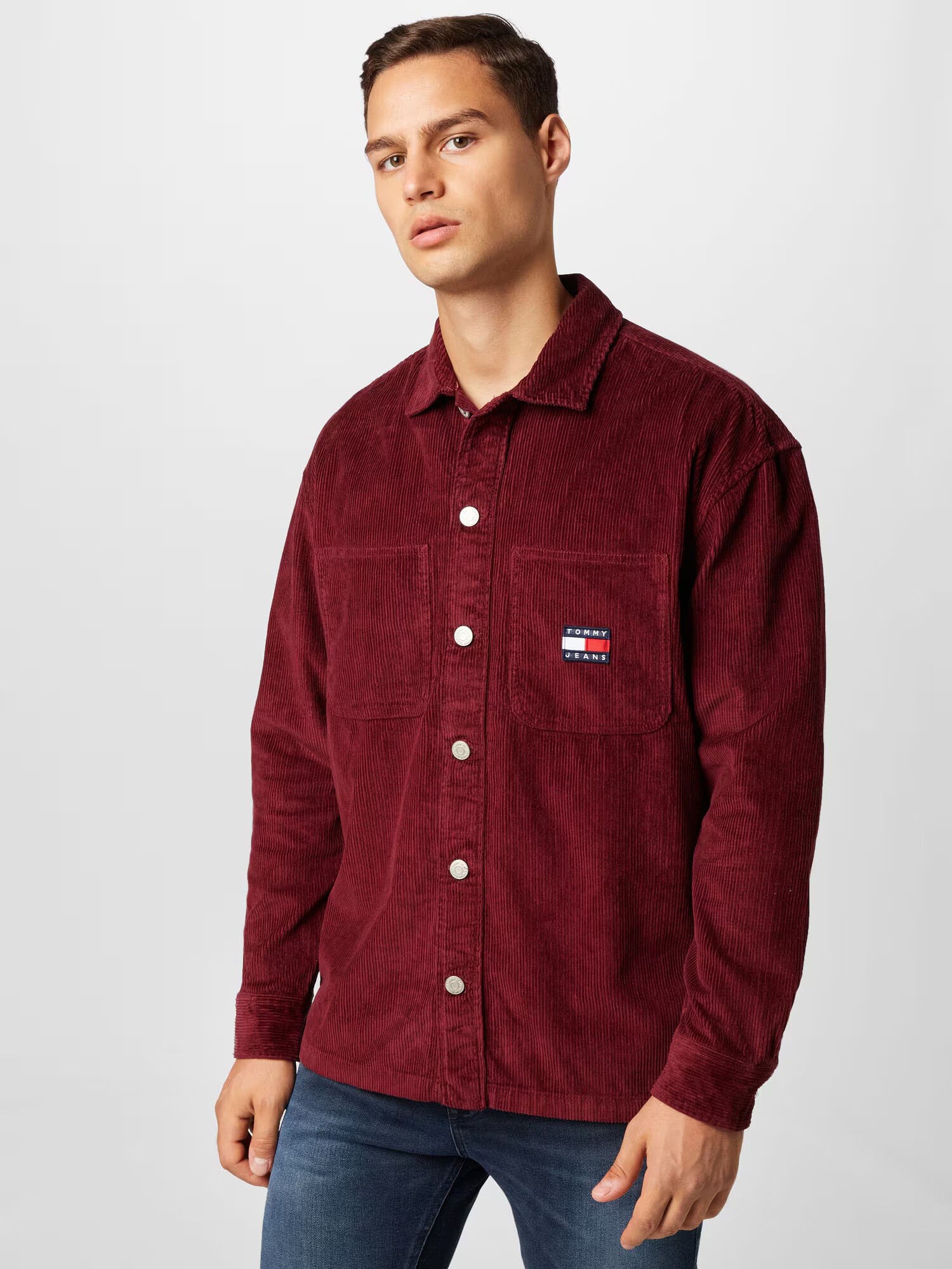 Tommy Jeans Cămașă roșu vin / alb - Pled.ro