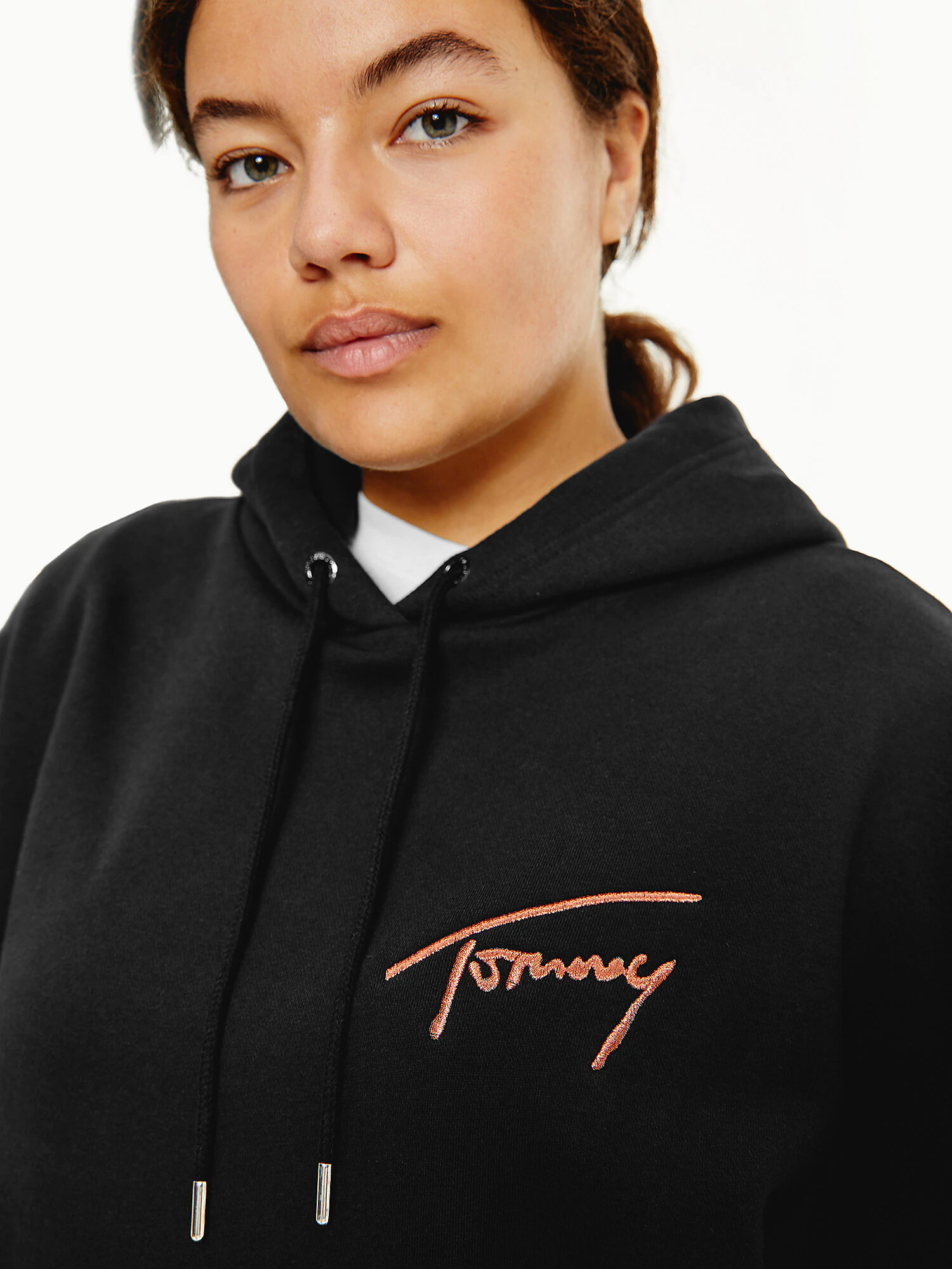 Tommy Jeans Curve Bluză de molton roz pudră / negru - Pled.ro