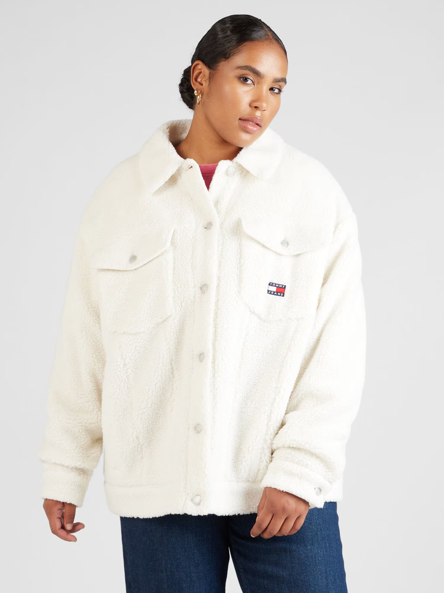 Tommy Jeans Curve Geacă de primăvară-toamnă alb natural - Pled.ro