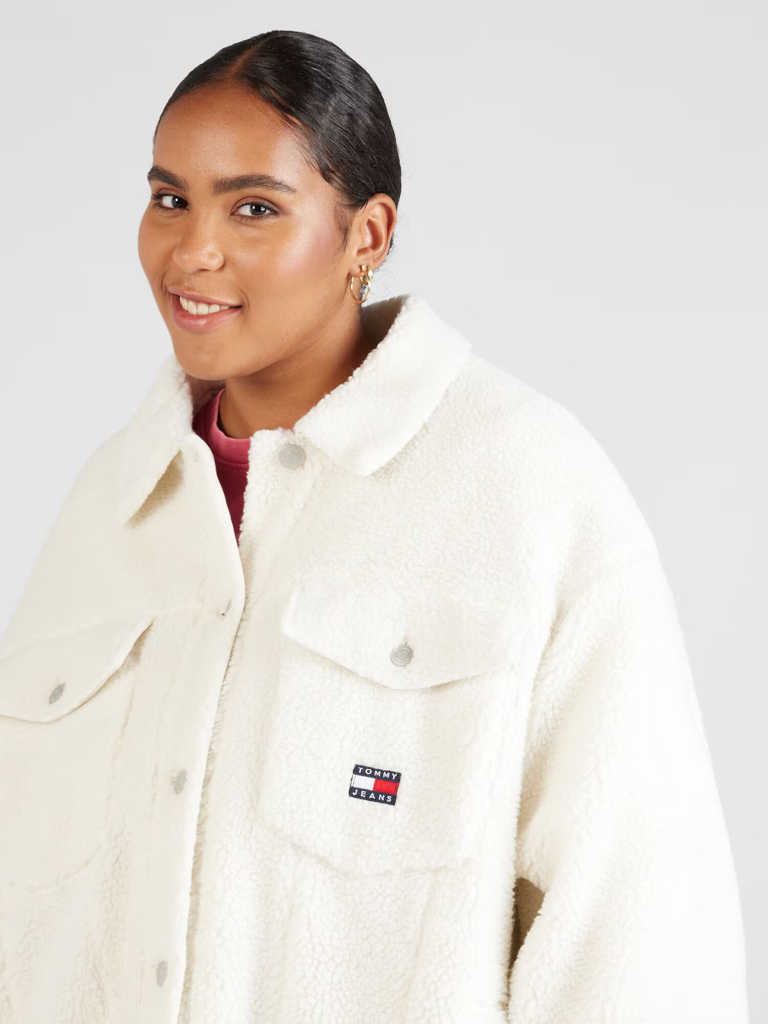 Tommy Jeans Curve Geacă de primăvară-toamnă alb natural - Pled.ro