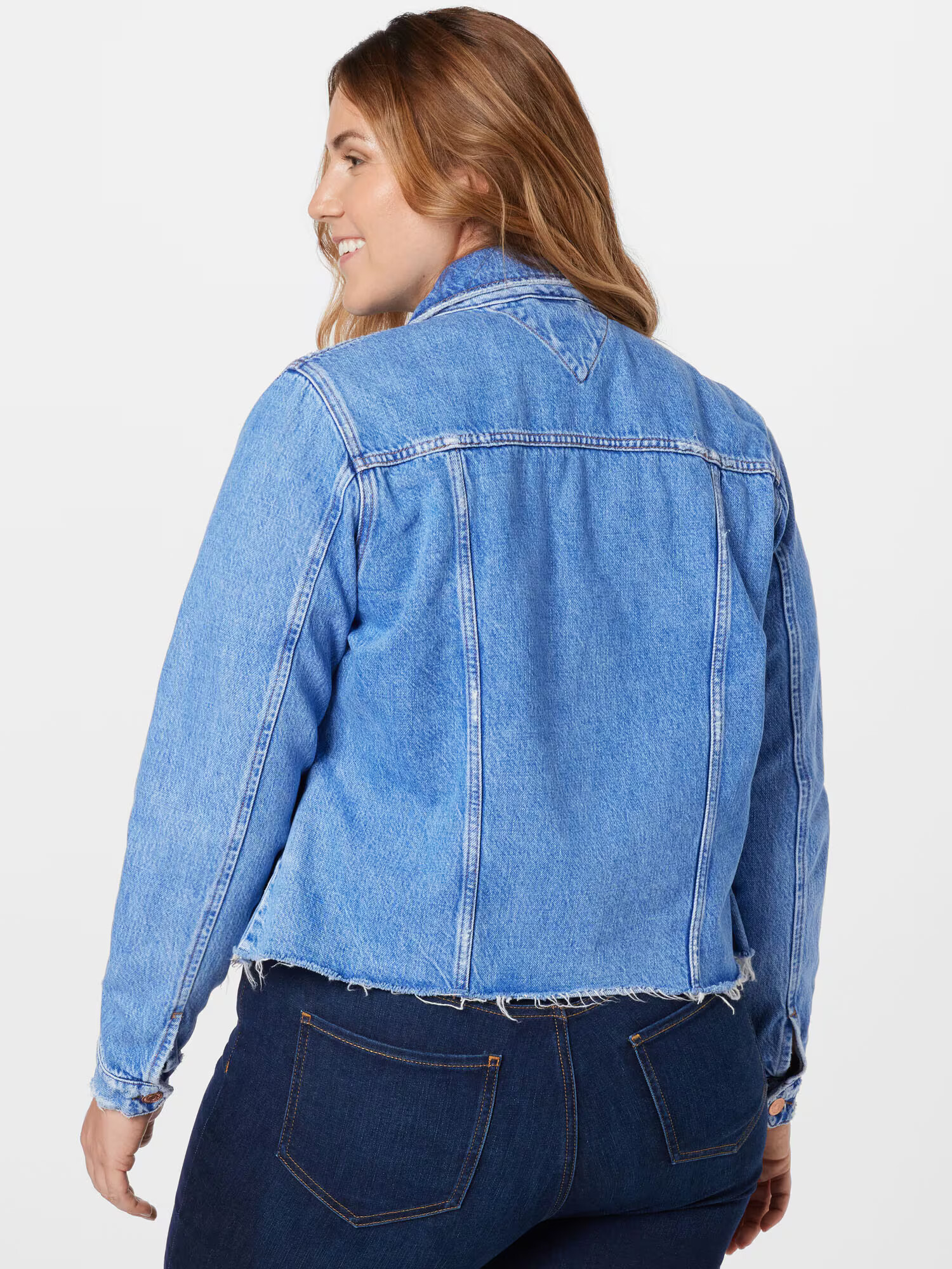 Tommy Jeans Curve Geacă de primăvară-toamnă albastru denim - Pled.ro