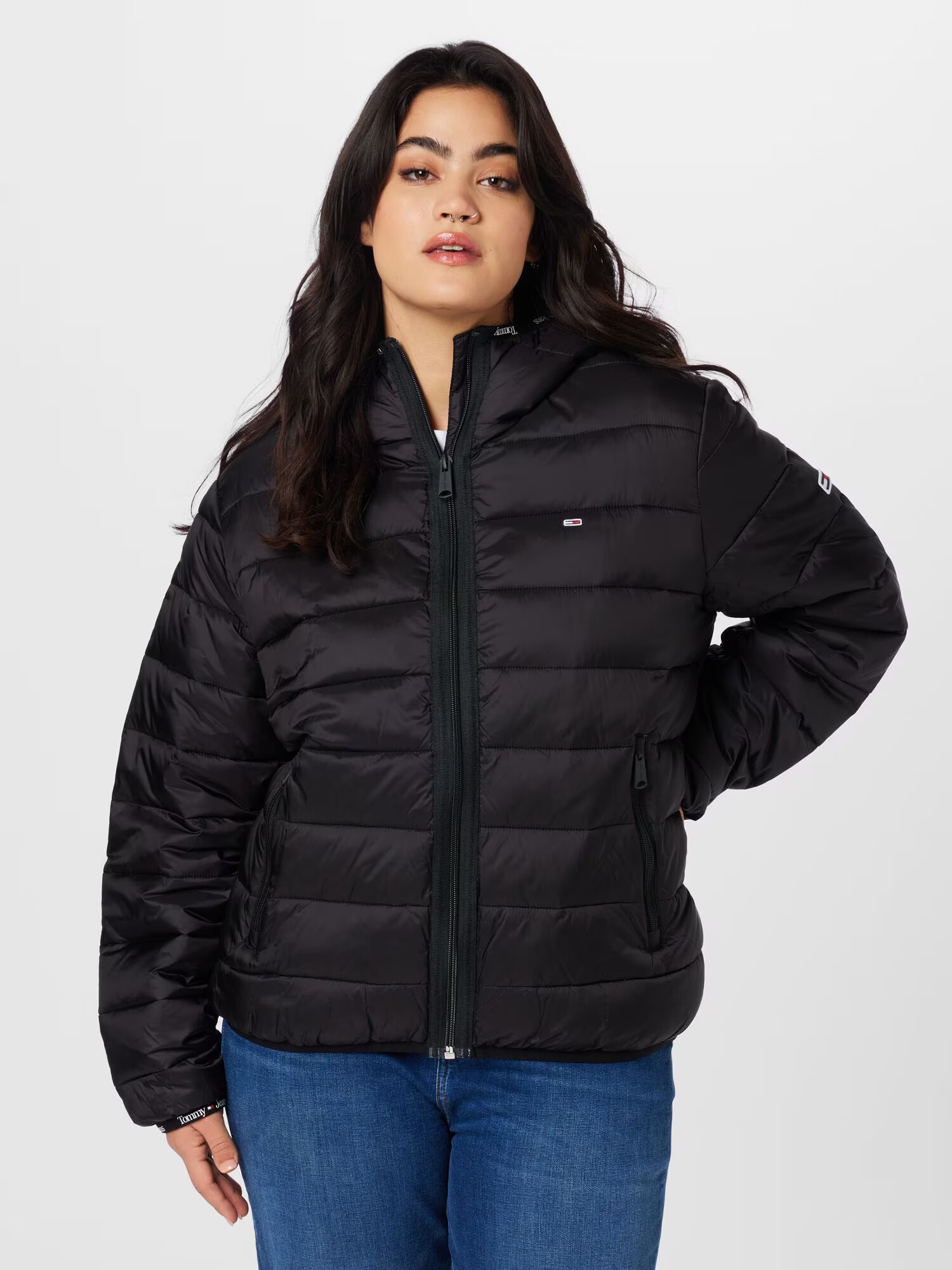 Tommy Jeans Curve Geacă de primăvară-toamnă negru - Pled.ro